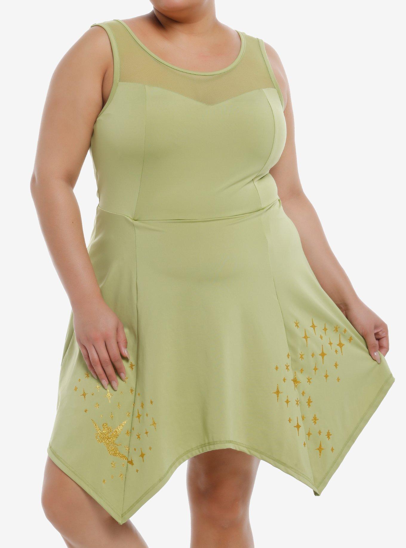 Her Universe Disney Peter Pan Tinker Bell Athletic Dress Plus Size Her Universe Exclusive, GREEN  YELLOW, hi-res