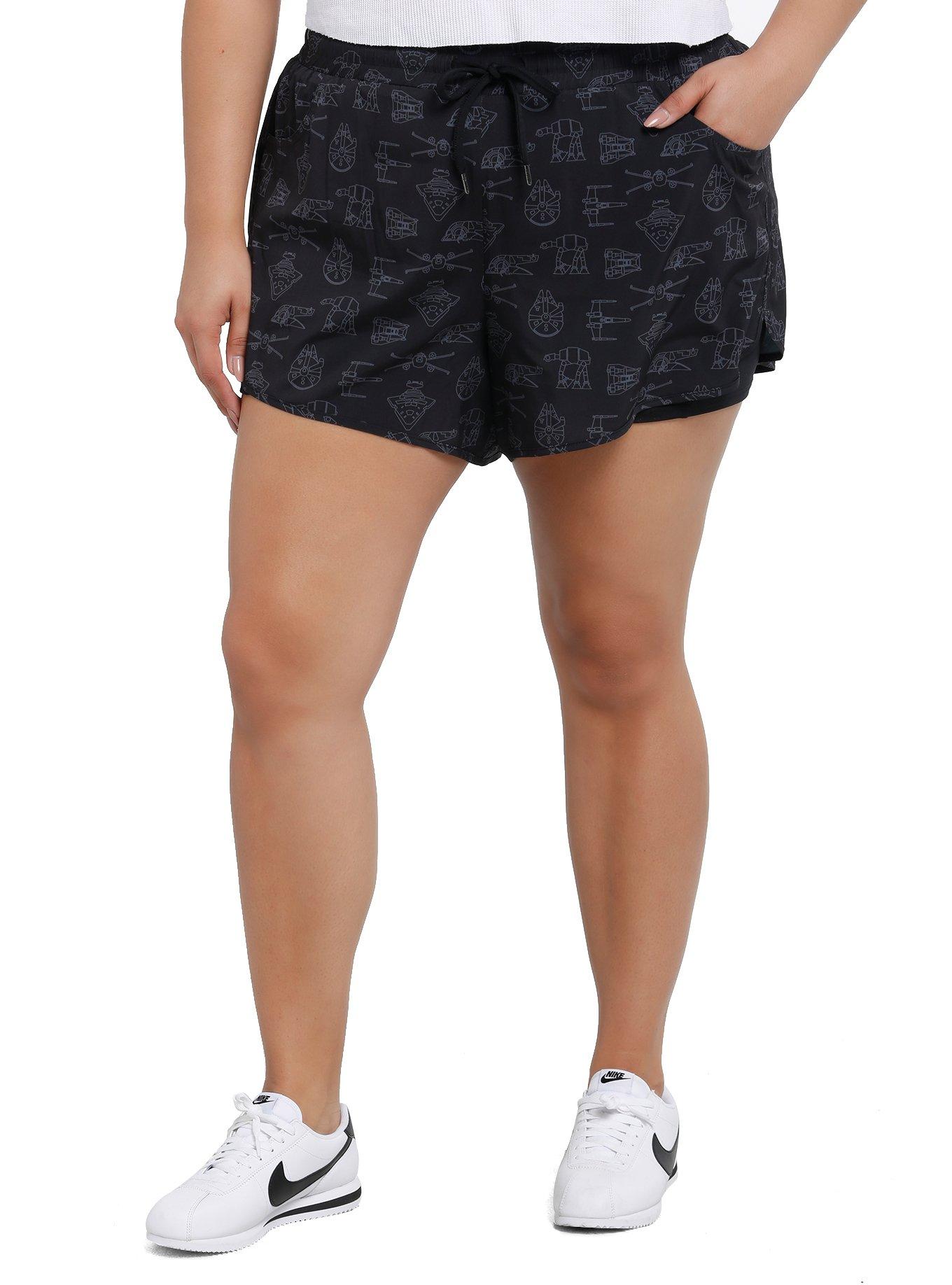 Her Universe Star Wars Ships Active Shorts Plus Size Her Universe Exclusive, , hi-res