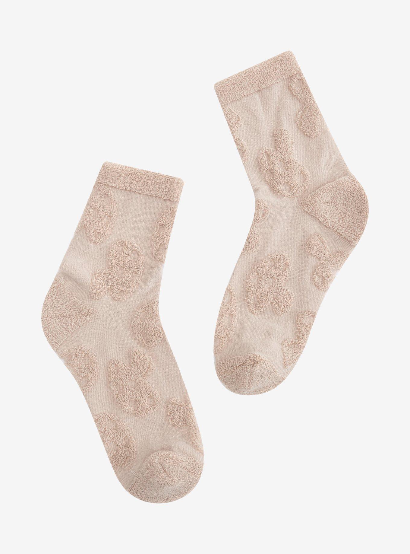 Beige Mushroom Terry Textured Crew Socks, , hi-res