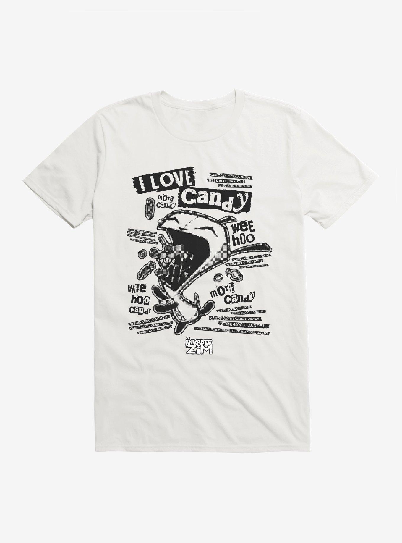 Invader Zim I Love Candy GIR T-Shirt, WHITE, hi-res