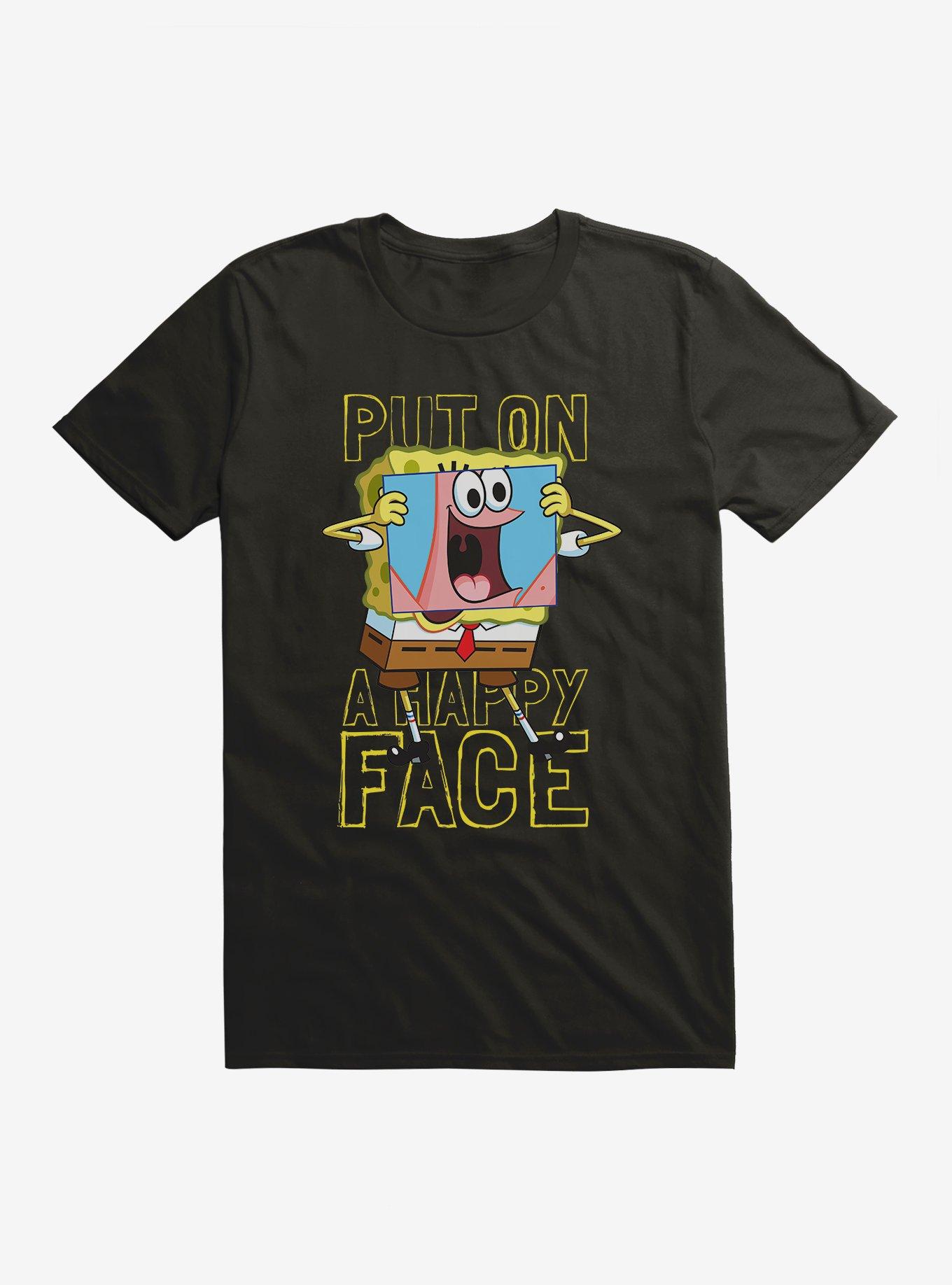 SpongeBob SquarePants Put On A Happy Face SpongeBob T-Shirt, BLACK, hi-res