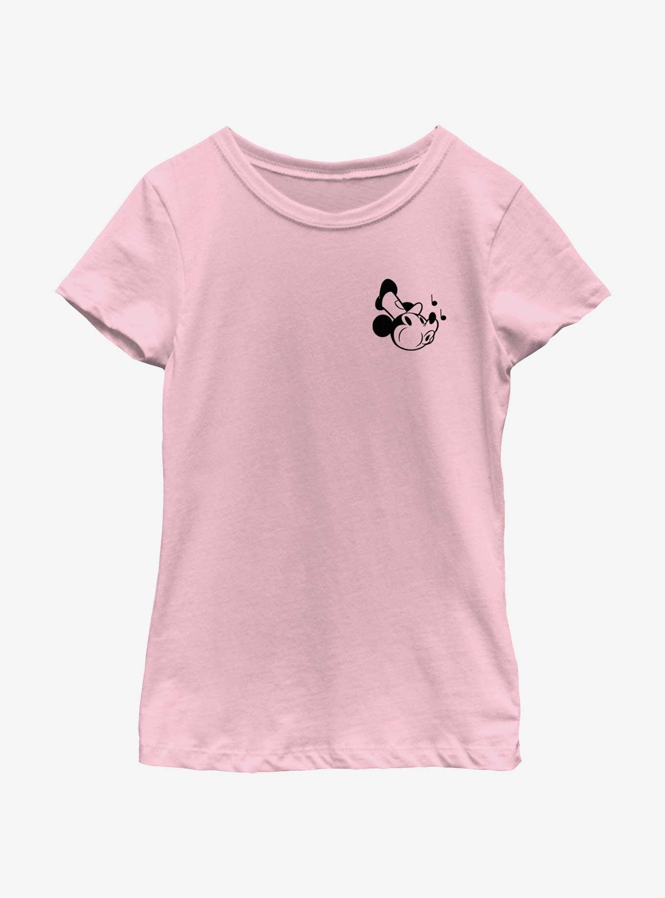 Disney Mickey Mouse Steamboat Whistling Pocket Youth Girls T-Shirt, PINK, hi-res