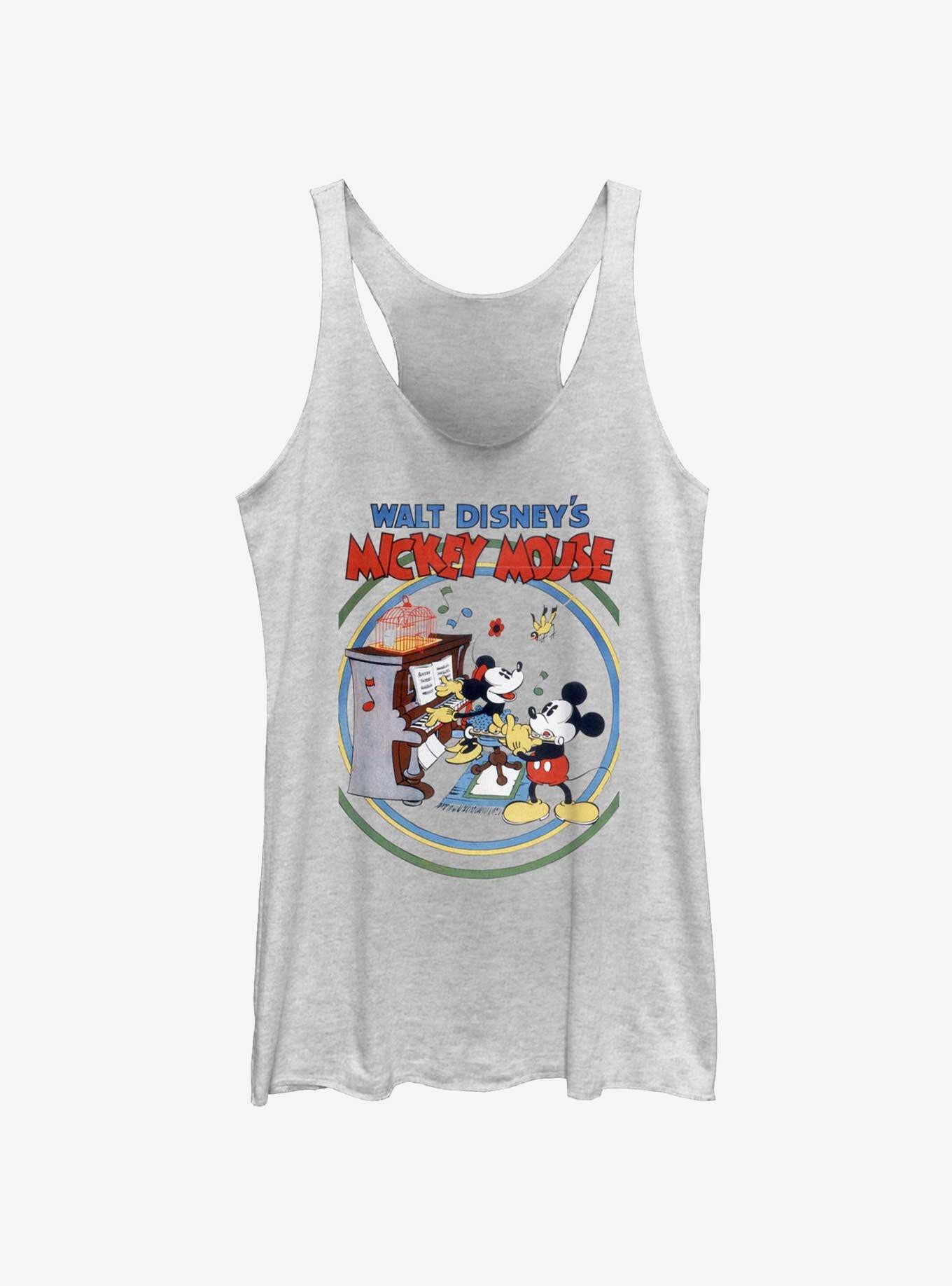 Disney Mickey Mouse Piano Minnie And Mickey Womens Tank, WHITE HTR, hi-res