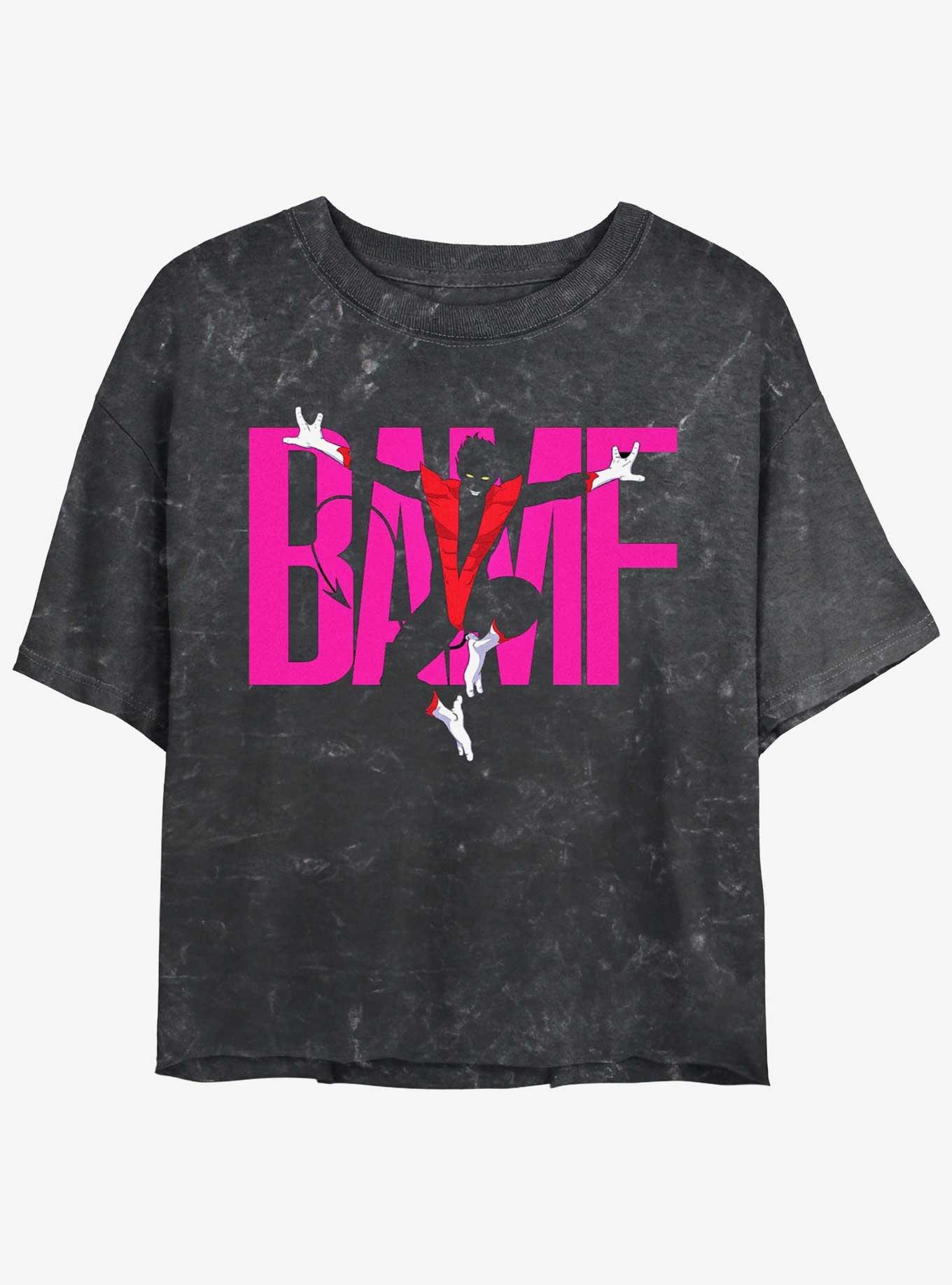 X-Men Nightcrawler BAMF Womens Mineral Wash Crop T-Shirt