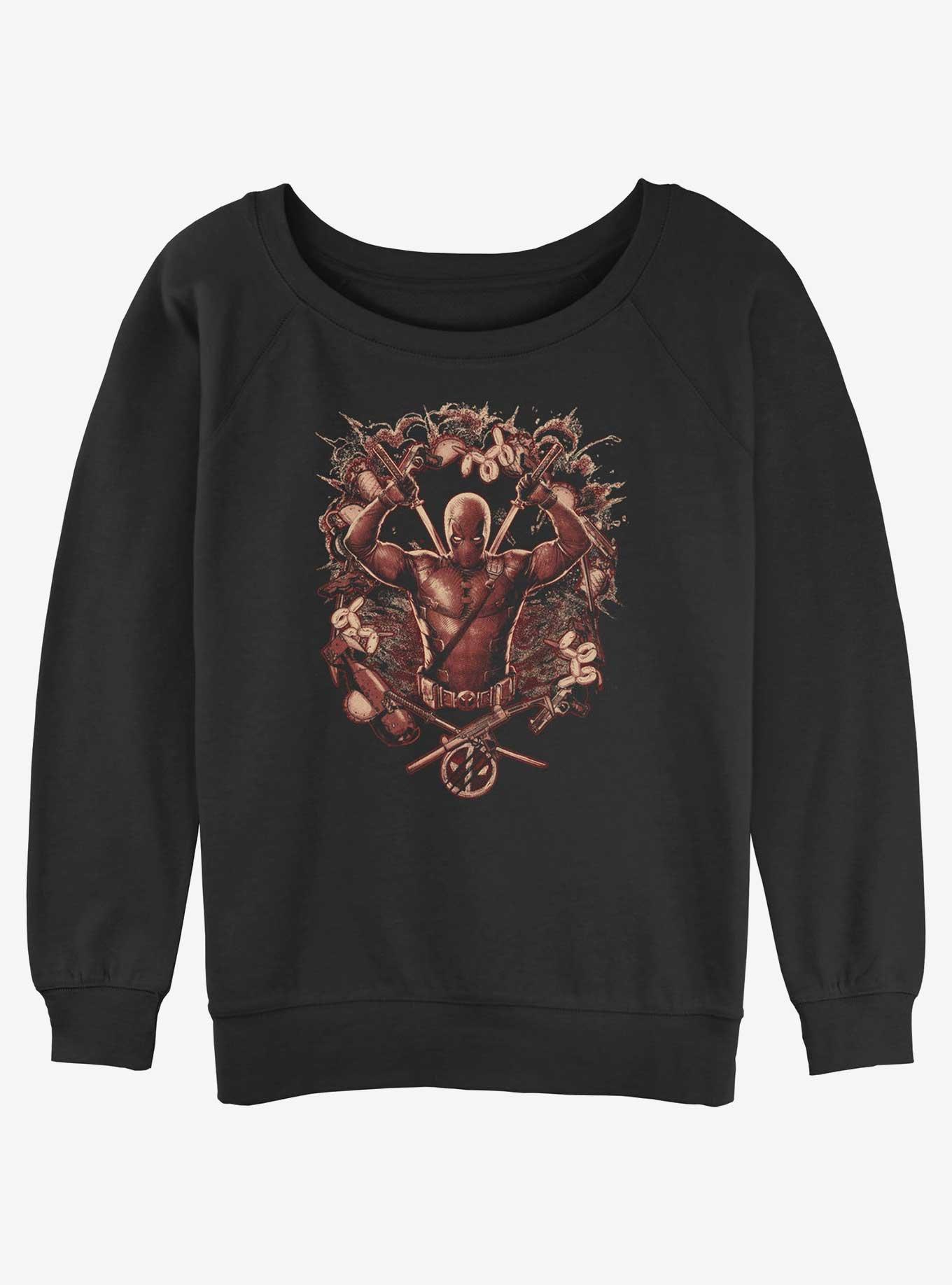 Marvel Deadpool All Hail Tacos Womens Slouchy Sweatshirt BoxLunch Web Exclusive, BLACK, hi-res