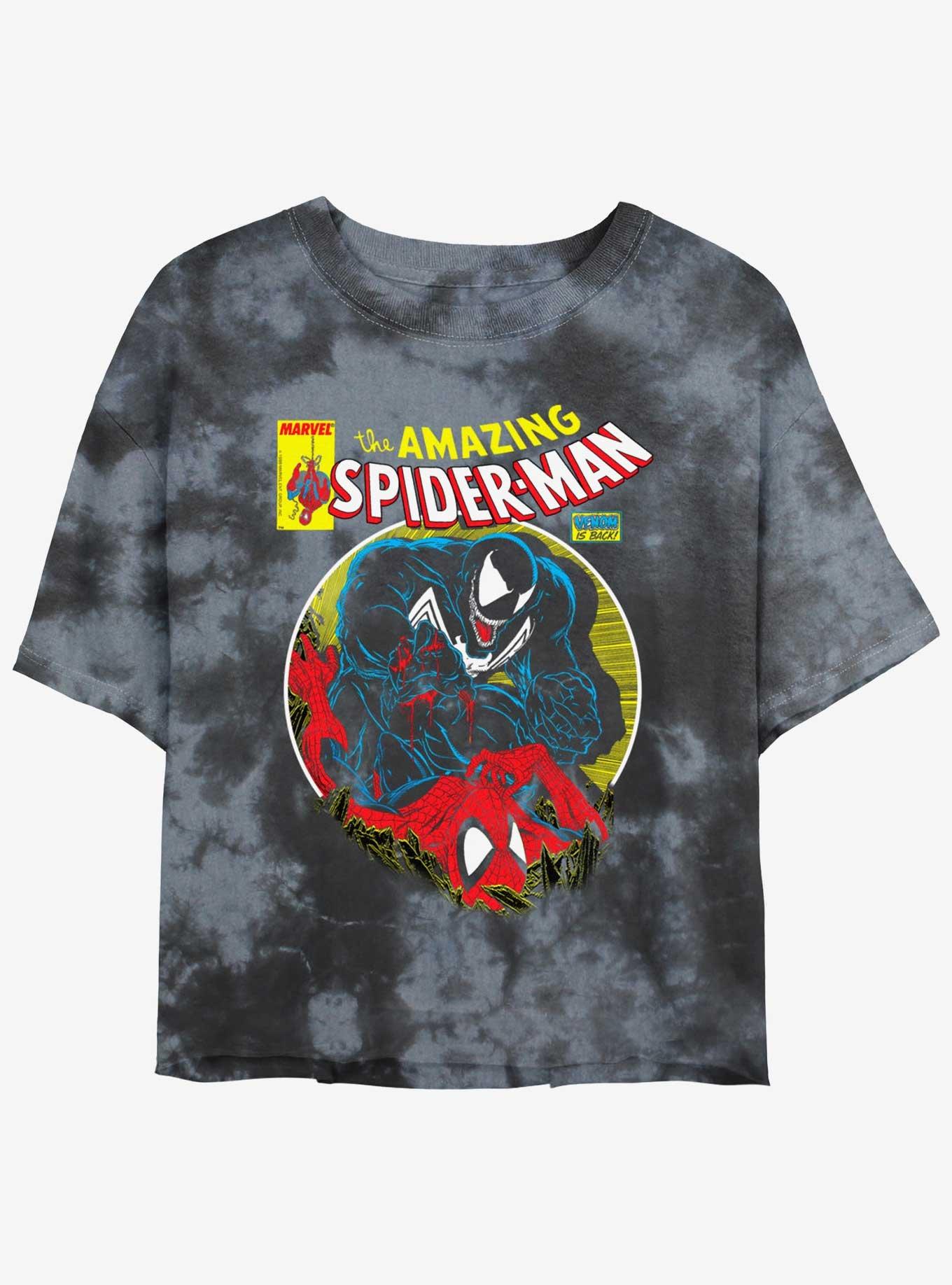 Marvel Spider-Man Venom Wins Womens Tie-Dye Crop T-Shirt, BLKCHAR, hi-res