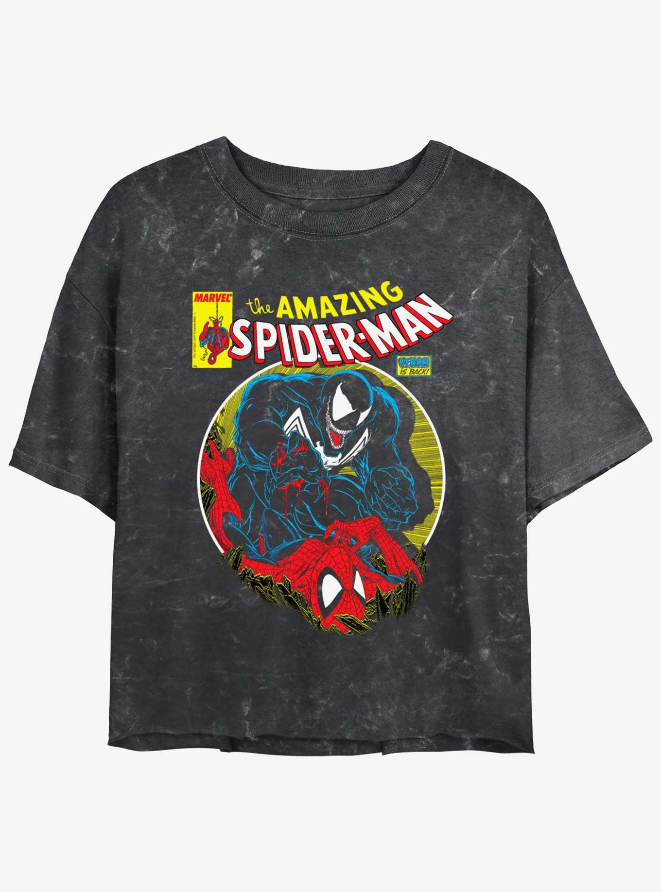 Marvel Spider-Man Venom Wins Womens Mineral Wash Crop T-Shirt, BLACK, hi-res