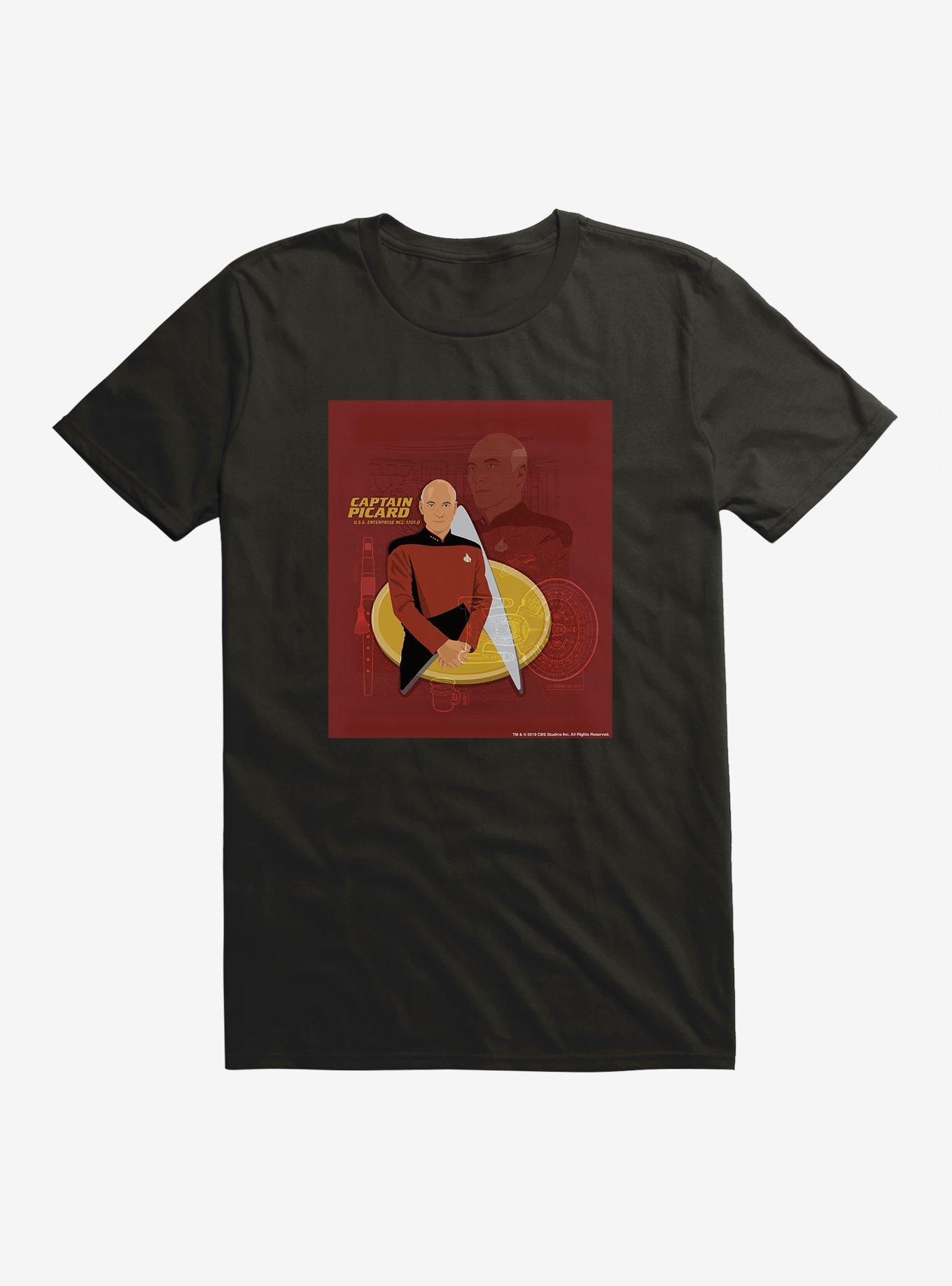 Star Trek Captain Picard Illustration T-Shirt, BLACK, hi-res