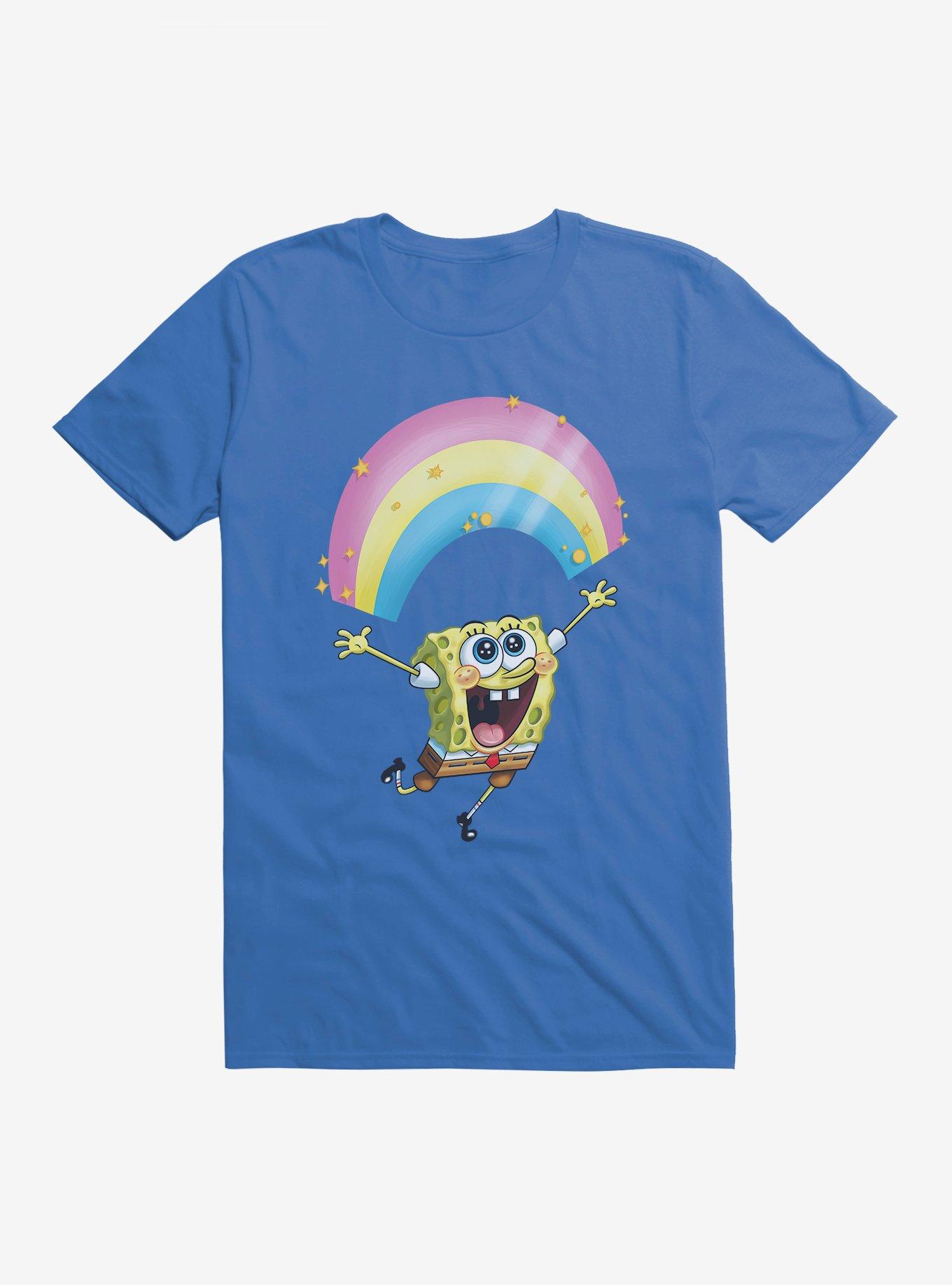 SpongeBob SquarePants Chasing Sparkle Rainbows Black T-Shirt, , hi-res