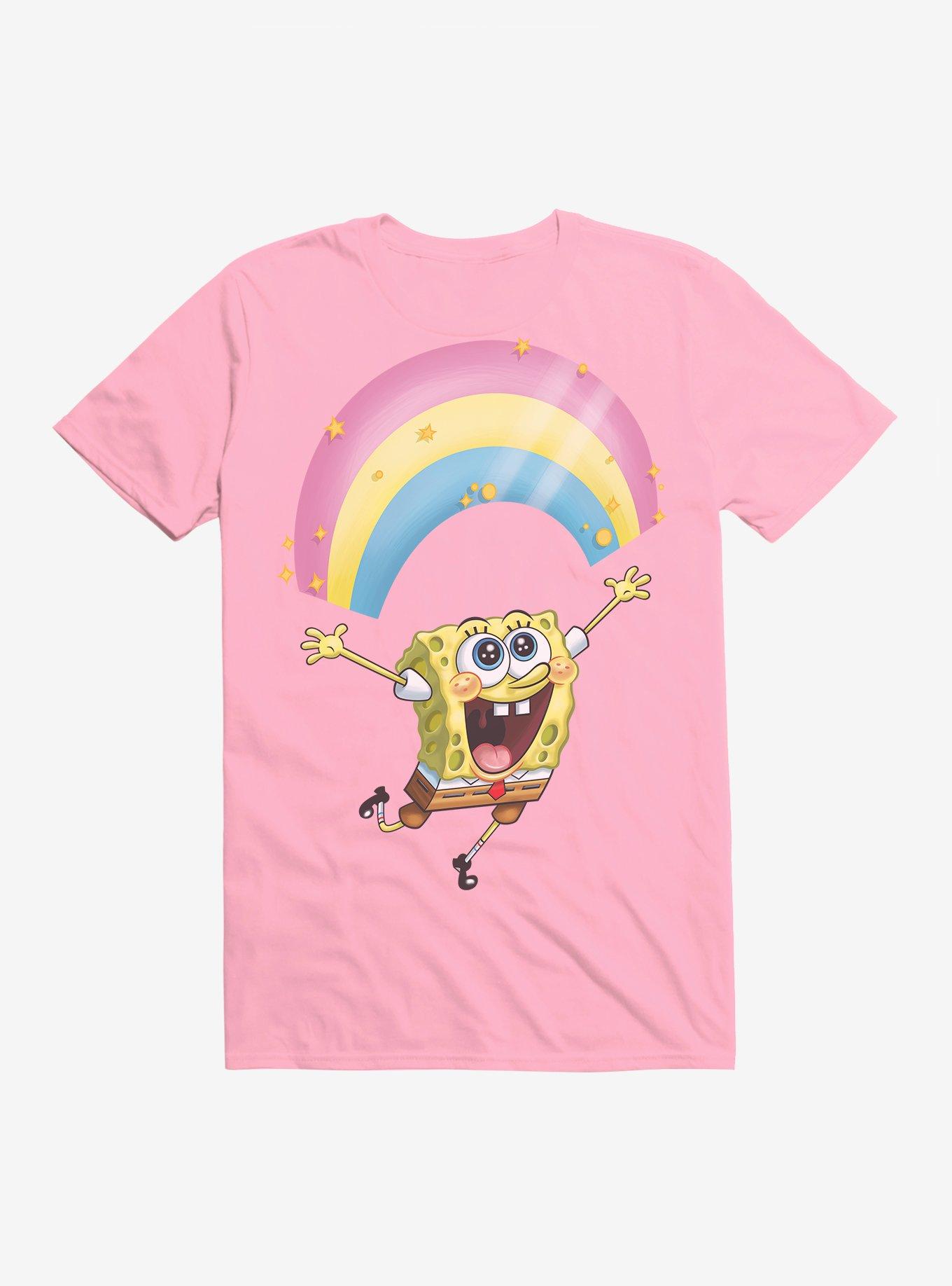 SpongeBob SquarePants Chasing Sparkle Rainbows Black T-Shirt, , hi-res