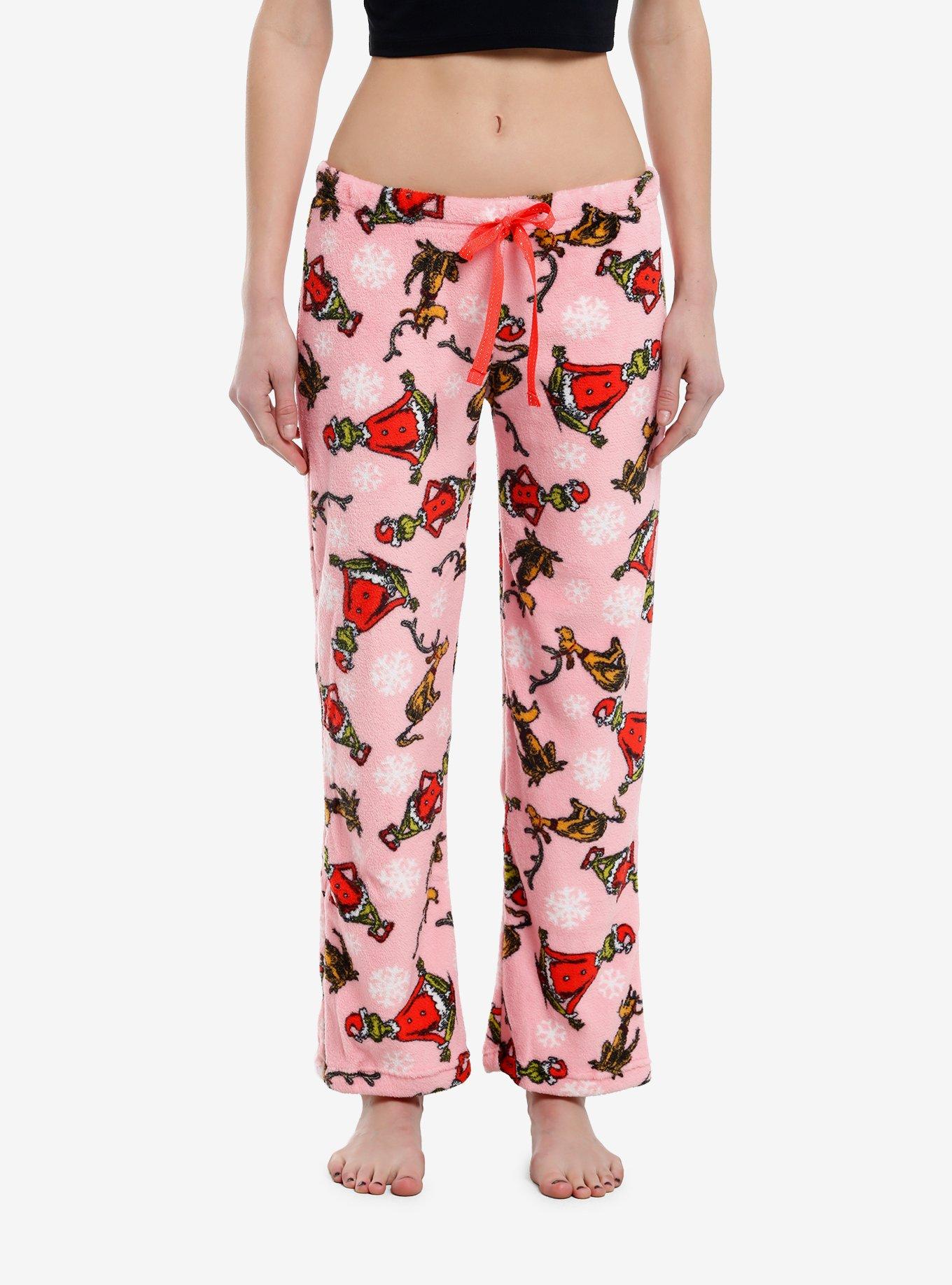 Dr. Seuss How The Grinch Stole Christmas! Pink Fuzzy Girls Pajama Pants, , hi-res