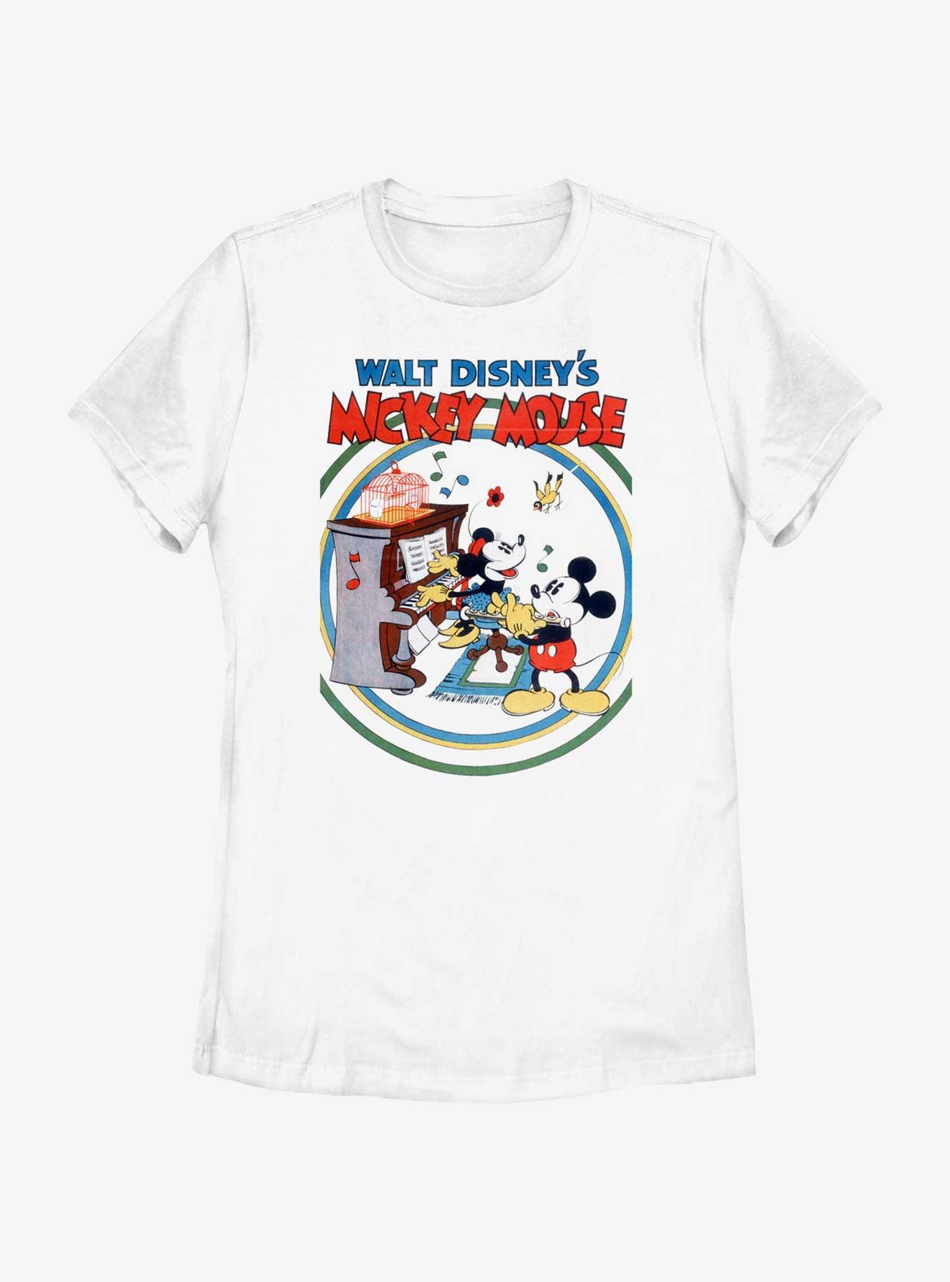 Disney Mickey Mouse Piano Minnie And Mickey Womens T-Shirt, WHITE, hi-res