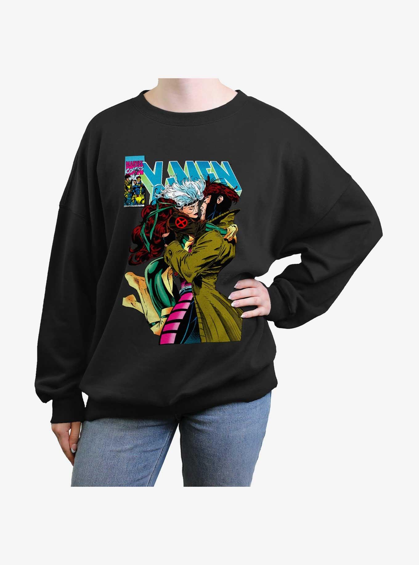 Marvel X-Men '97 Rogue & Gambit 4Eva Girls Oversized Sweatshirt, BLACK, hi-res