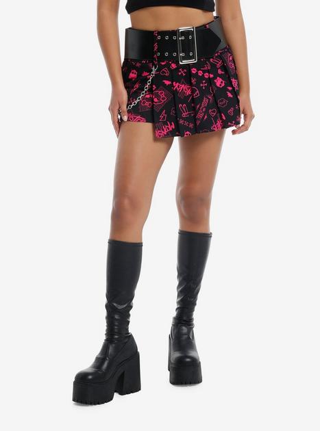 Monster High Pink Icons Pleated Skirt With Belt | Hot Topic