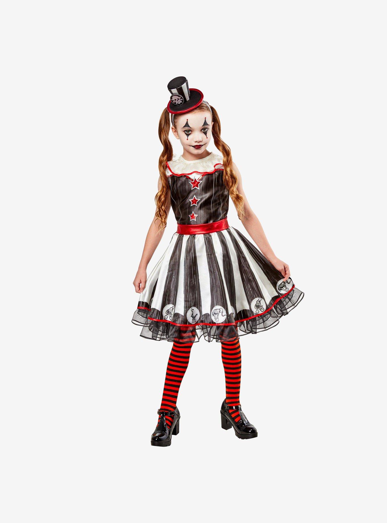 Vintage Silly Stripe Circus Clown Youth Costume, BLACK, hi-res