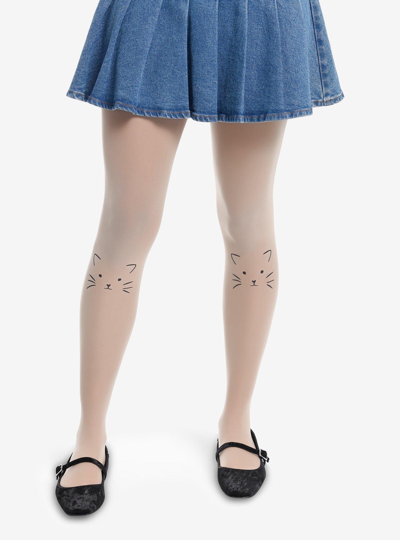 Cat Face Nude Tights, , hi-res