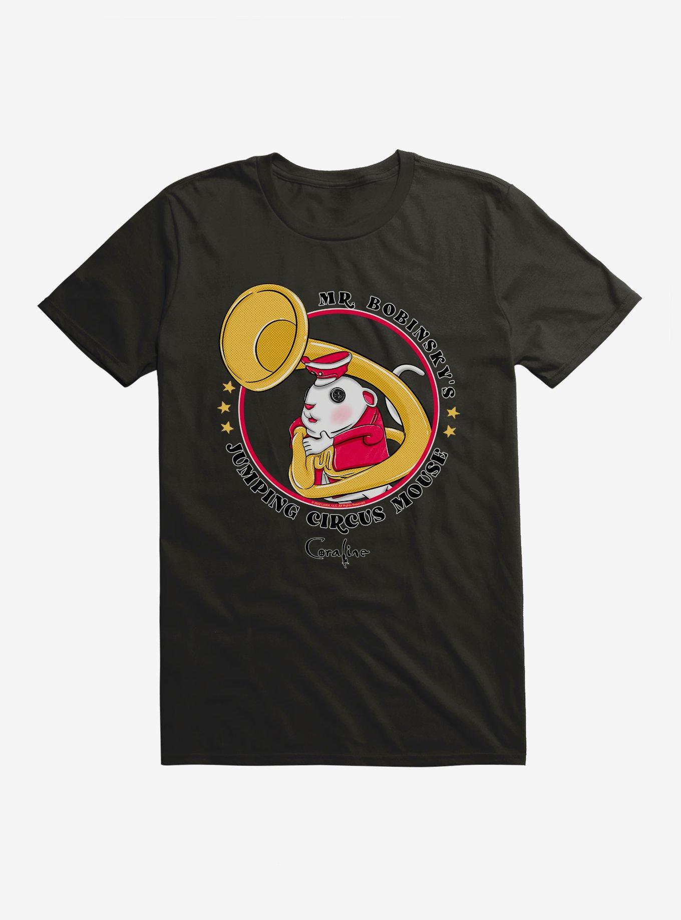 Coraline Jumping Circus Mouse T-Shirt, BLACK, hi-res