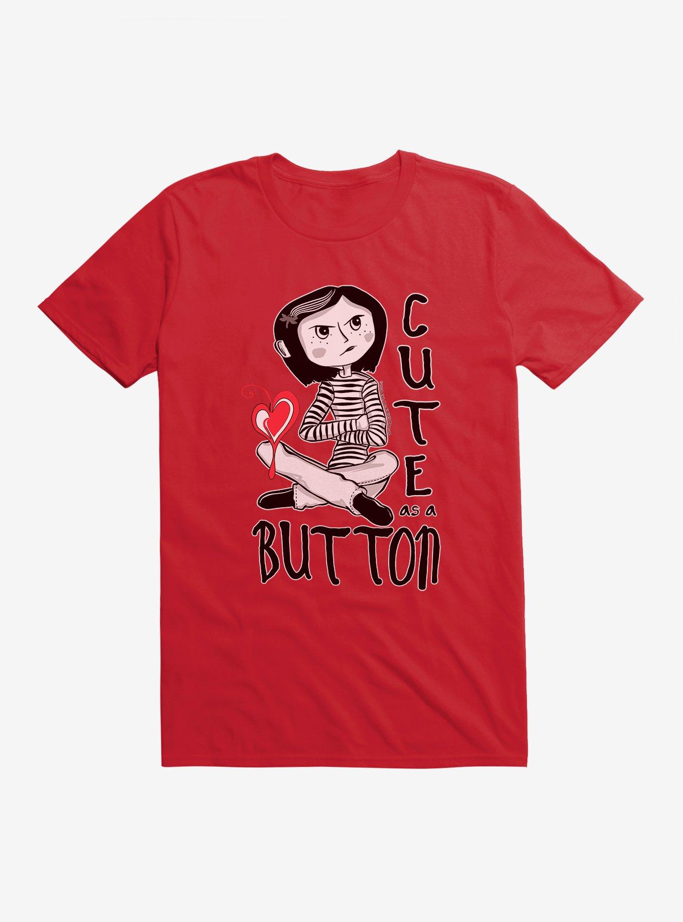 Coraline Cute As A Button T-Shirt, RED, hi-res