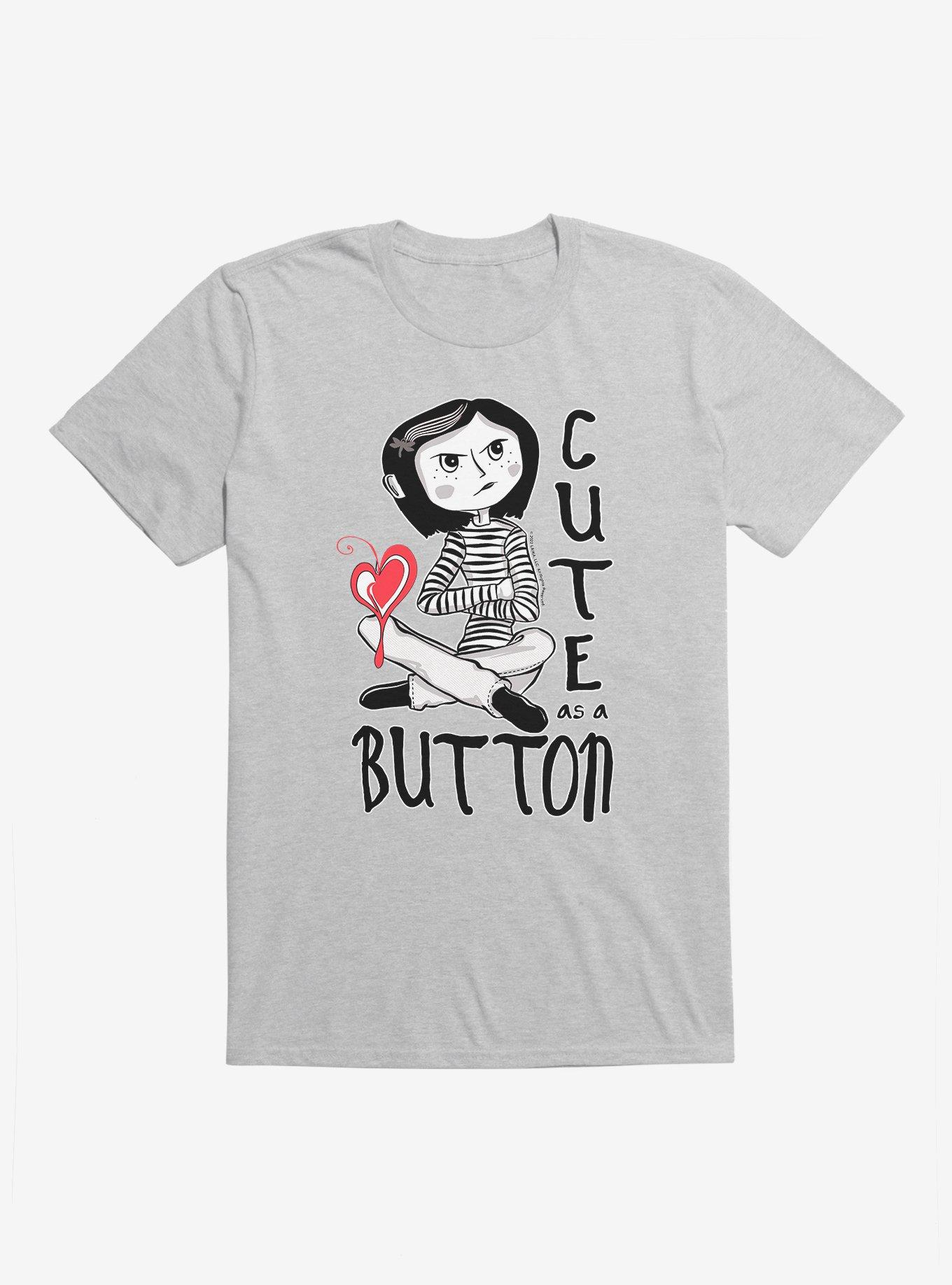 Coraline Cute As A Button T-Shirt, HEATHER GREY, hi-res