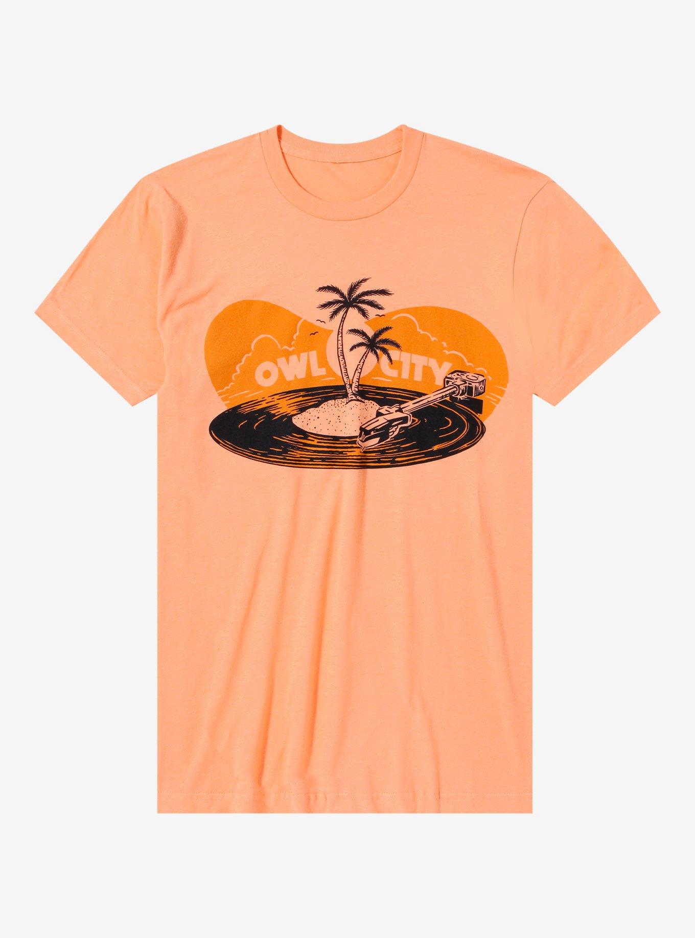 Owl City Palm Tree Record T-Shirt, PEACH, hi-res