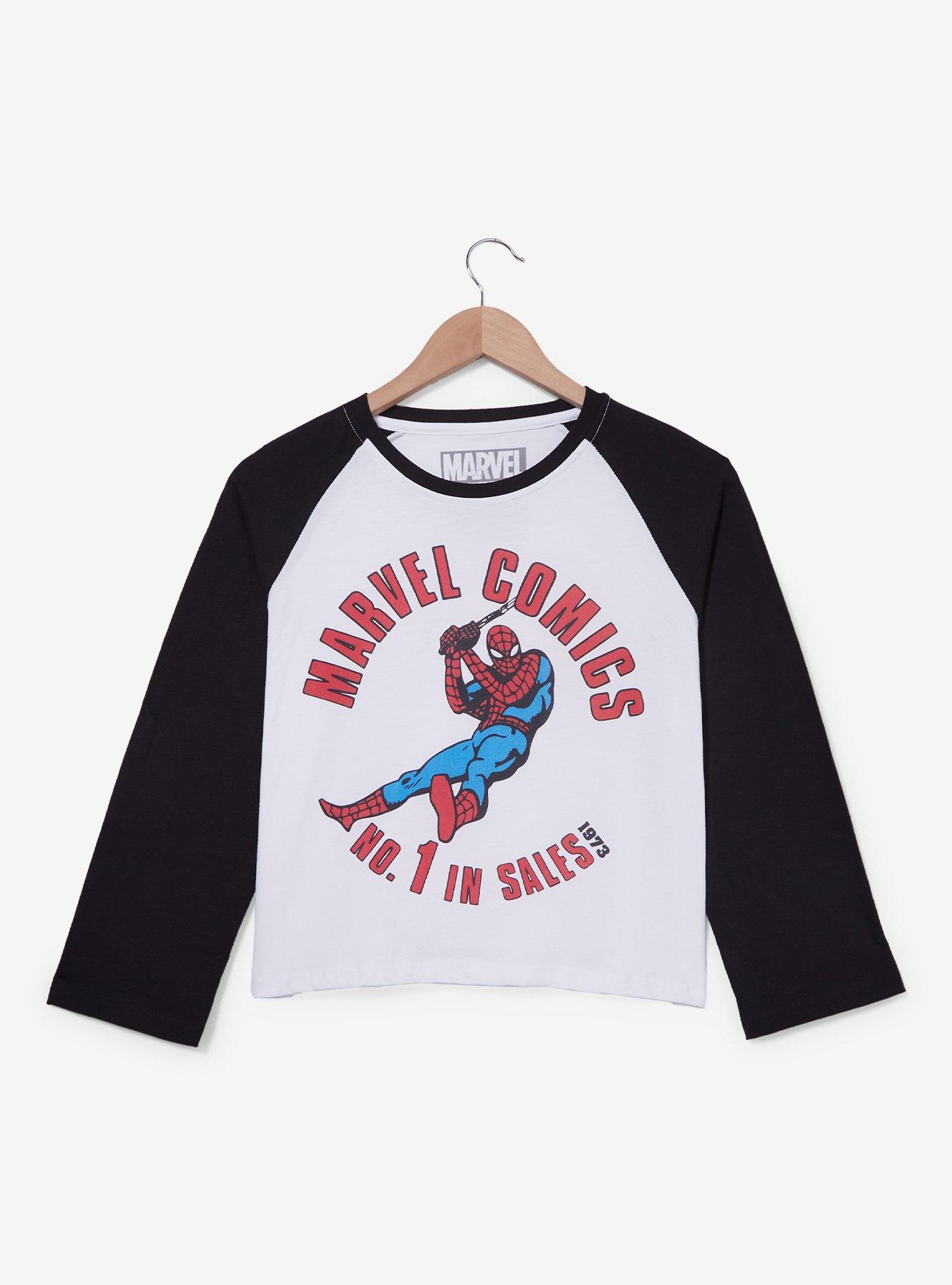 Cakeworthy Marvel Comics Spider-Man Women's Cropped Raglan T-Shirt, , hi-res