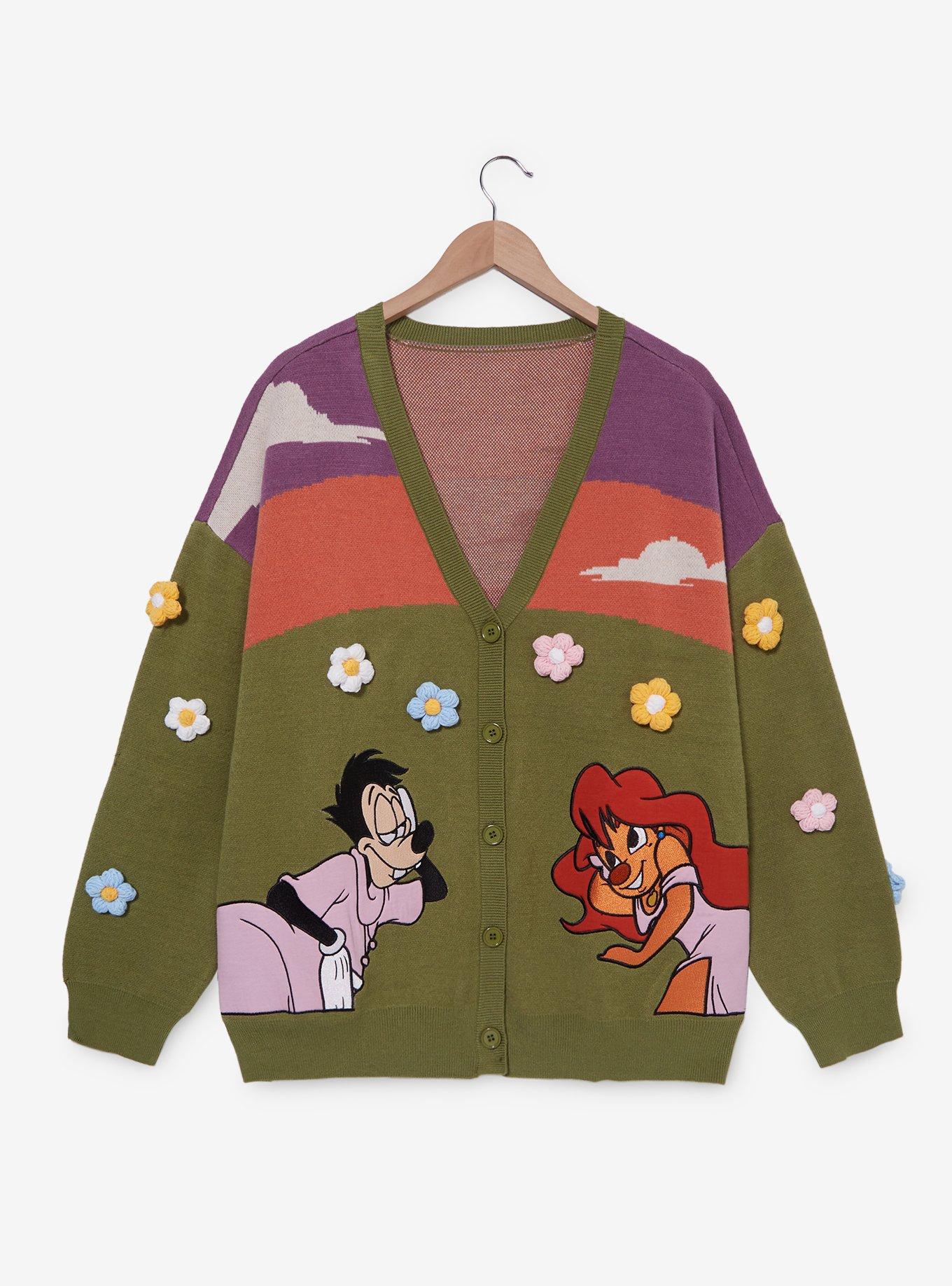 Her Universe Disney A Goofy Movie Max & Roxanne Flower Field Women's Plus Size Cardigan - BoxLunch Exclusive, MULTI, hi-res