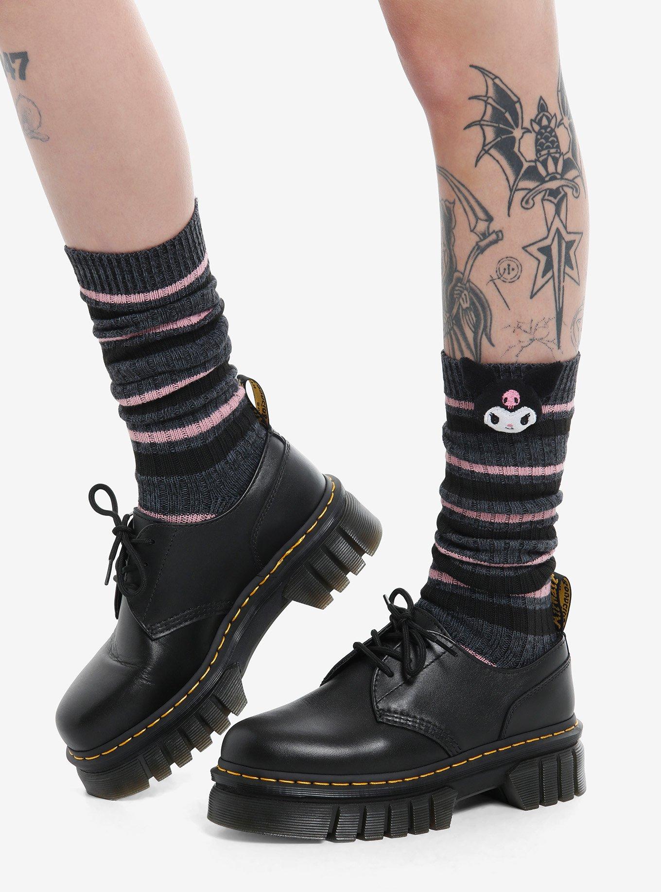 Kuromi Stripe Plush Slouch Socks, , hi-res