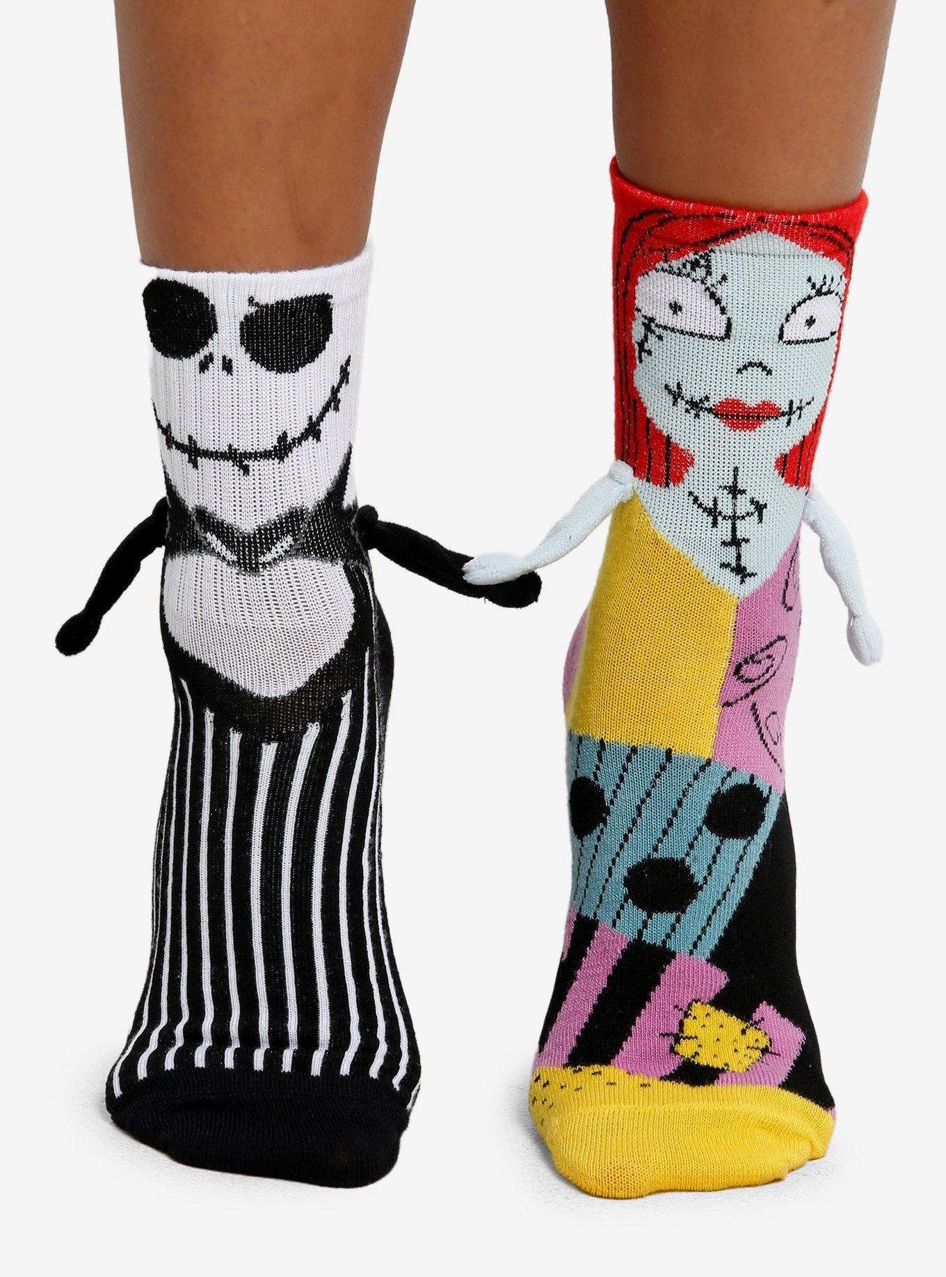 The Nightmare Before Christmas Jack & Sally Magnetic Arms Mismatch Crew Socks, , hi-res