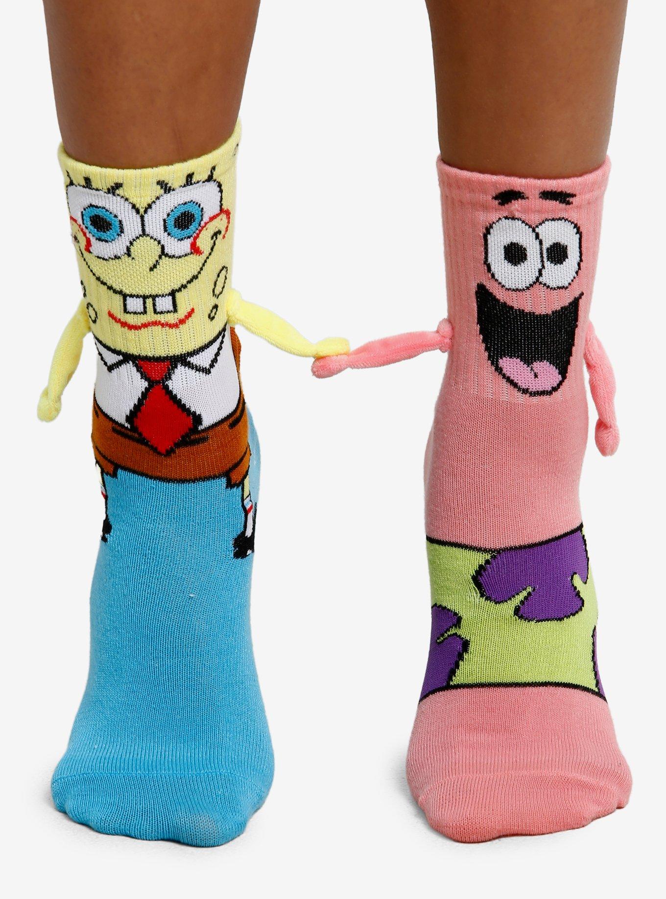 SpongeBob SquarePants SpongeBob & Patrick Magnetic Arms Mismatch Crew Socks, , hi-res