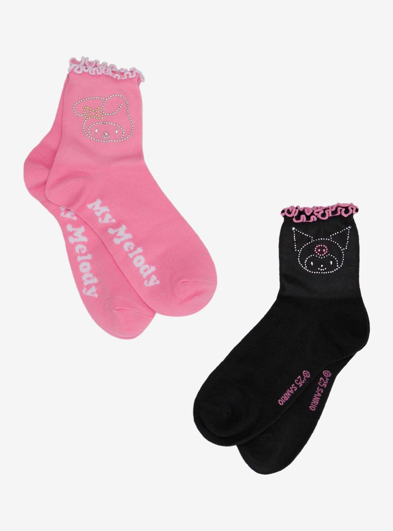 My Melody & Kuromi Rhinestone Ankle Socks 2 Pair, , hi-res