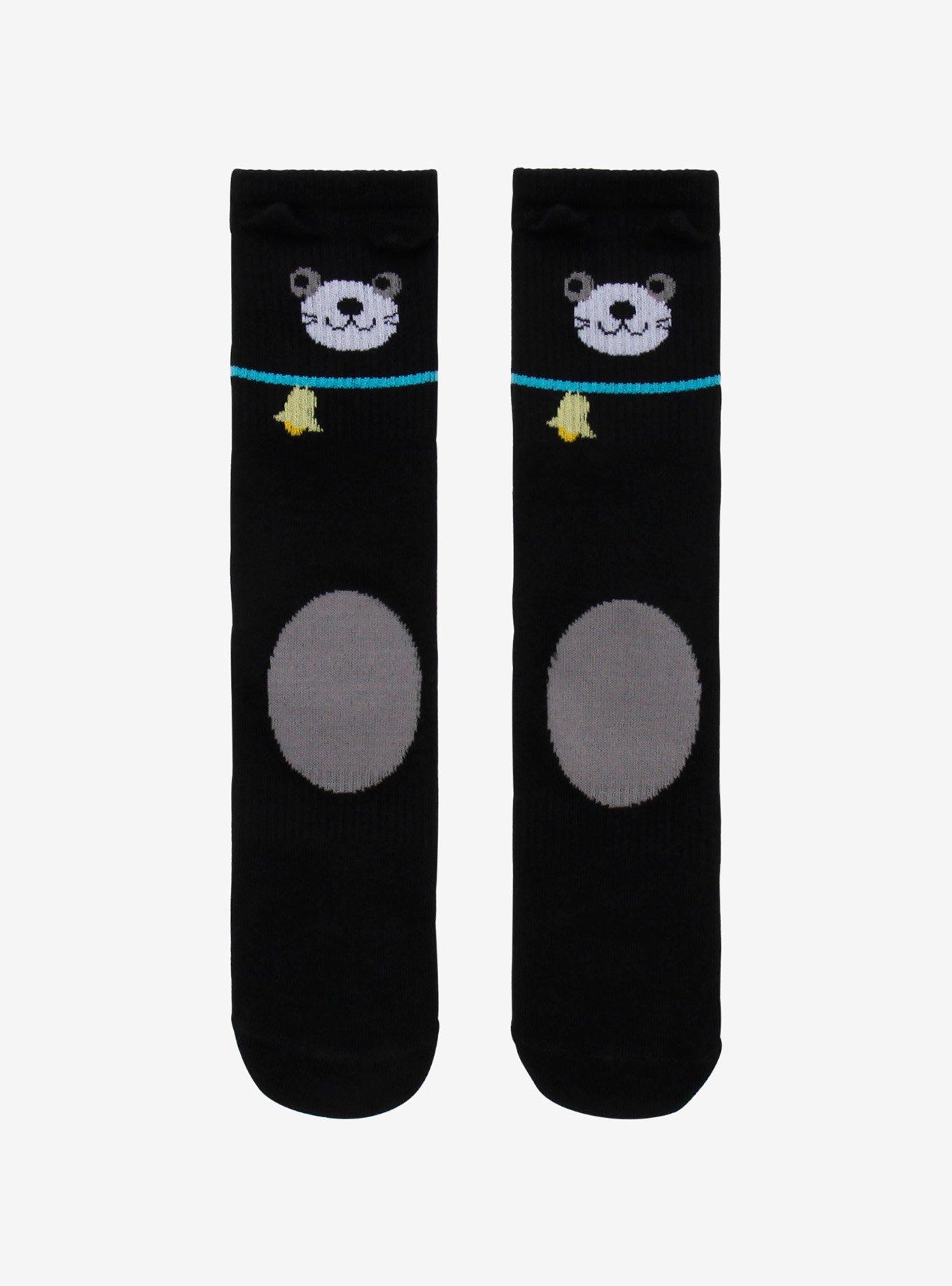 Black Cat 3D Ears Crew Socks, , hi-res