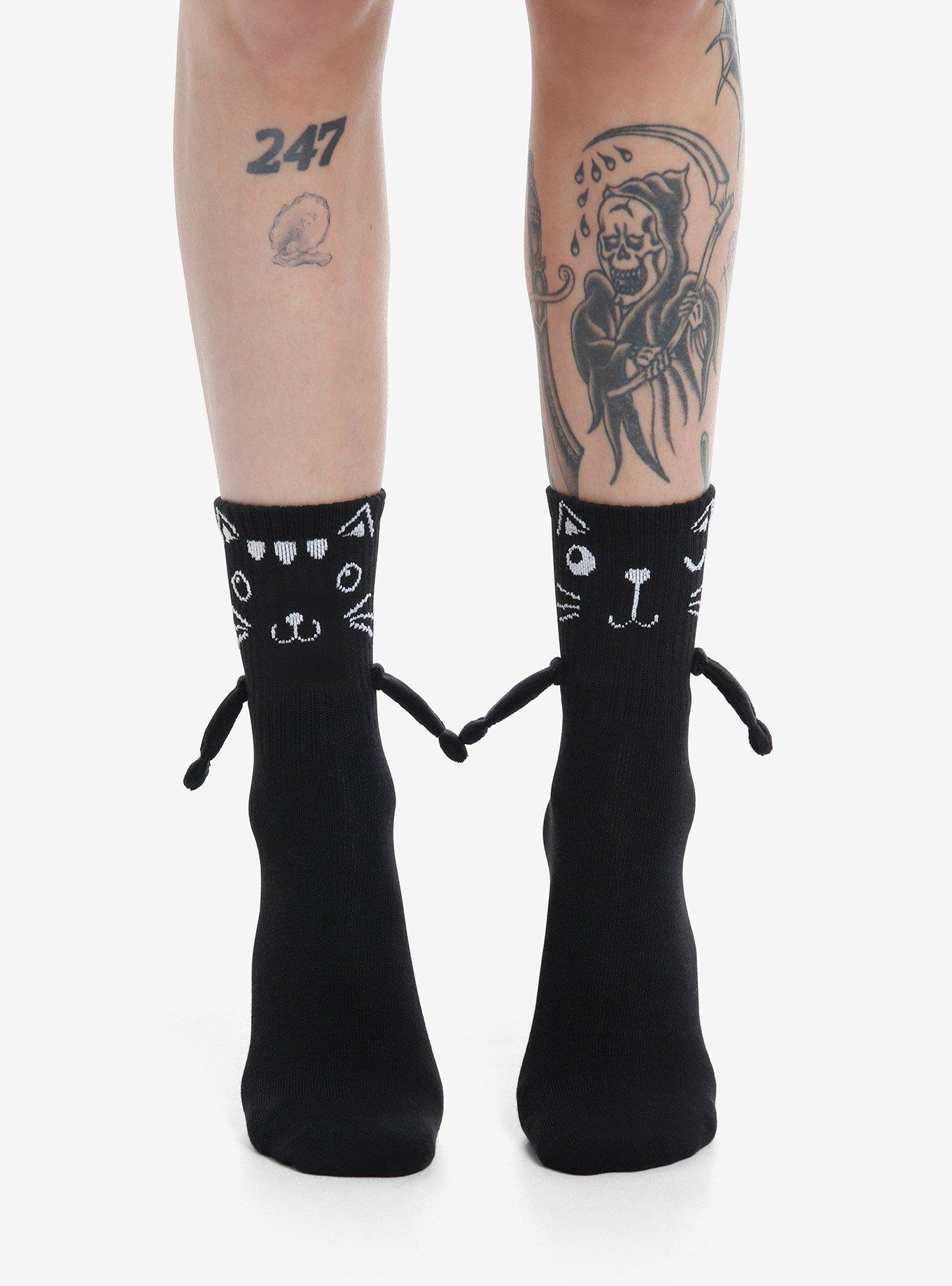 Black Cat Magnetic Arms Mismatch Crew Socks, , hi-res