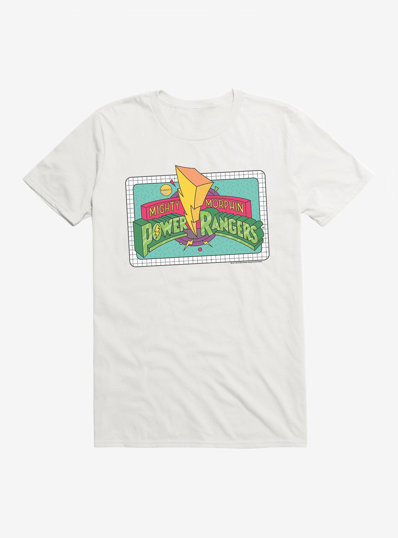 Mighty Morphin Power Rangers Color Sketch Logo T-Shrt, WHITE, hi-res