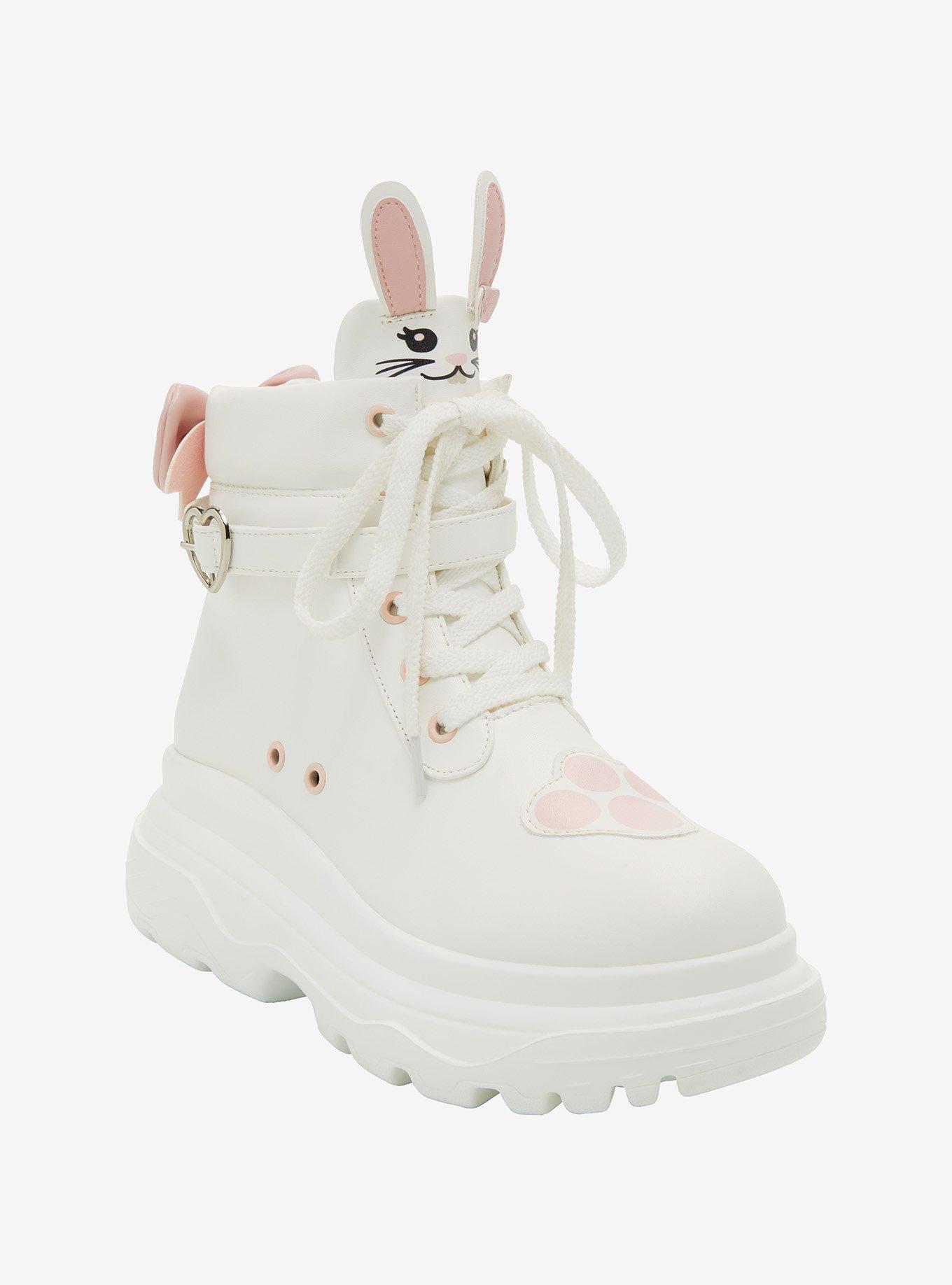 White Bunny Chunky Hi-Top Sneakers, , hi-res