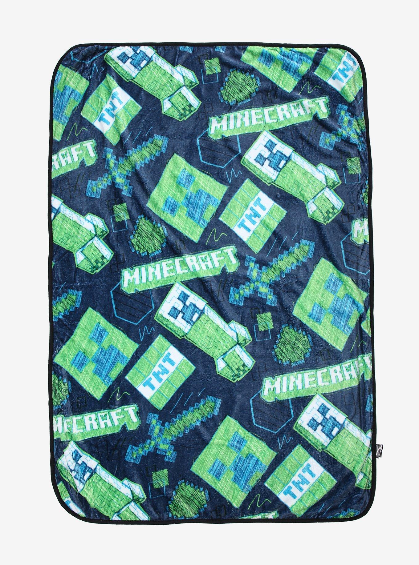 Minecraft Creeper Allover Print Fleece Throw, , hi-res