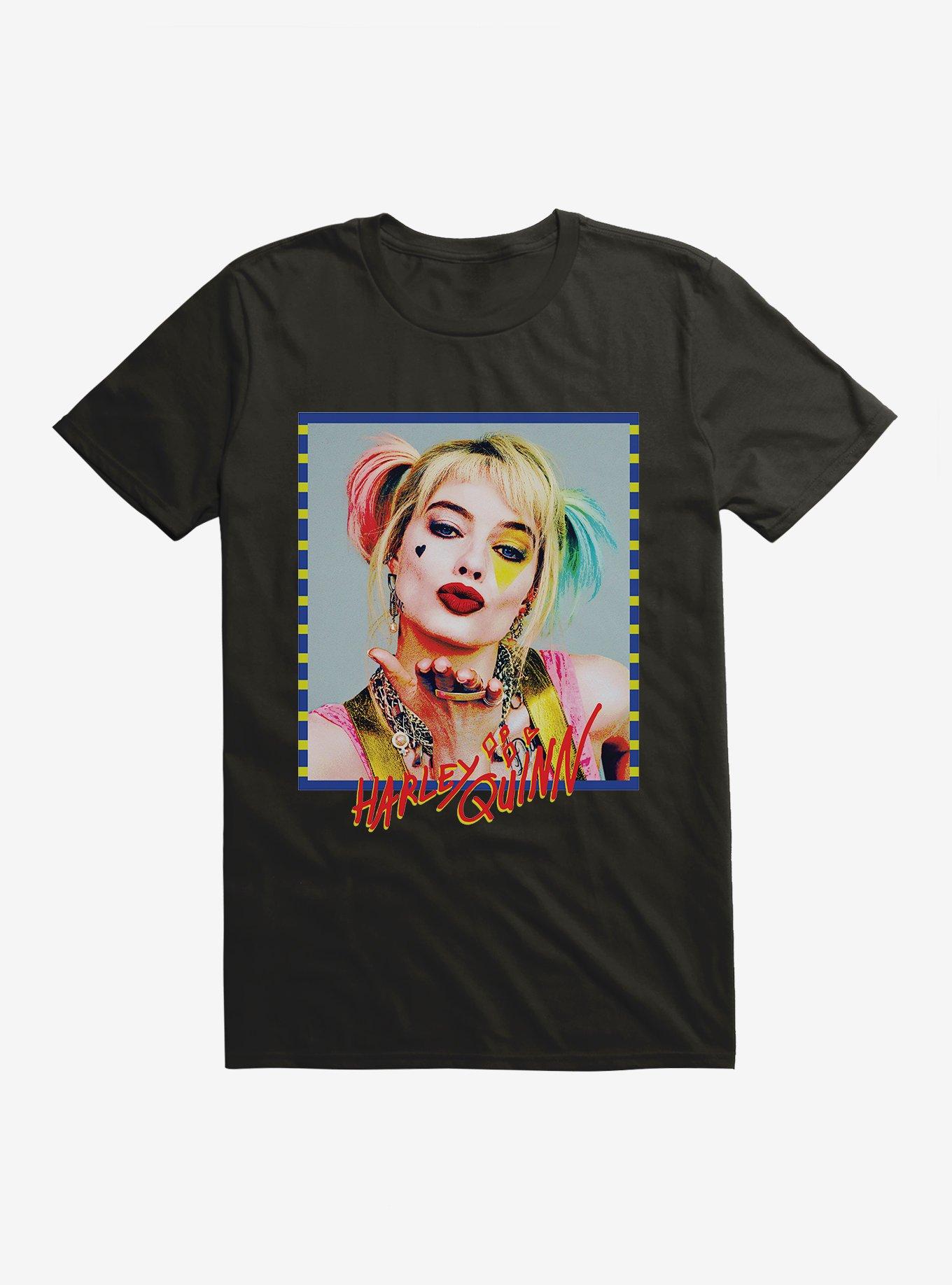 DC Comics Birds Of Prey Harley Quinn Kiss Face Turquoise T-Shirt