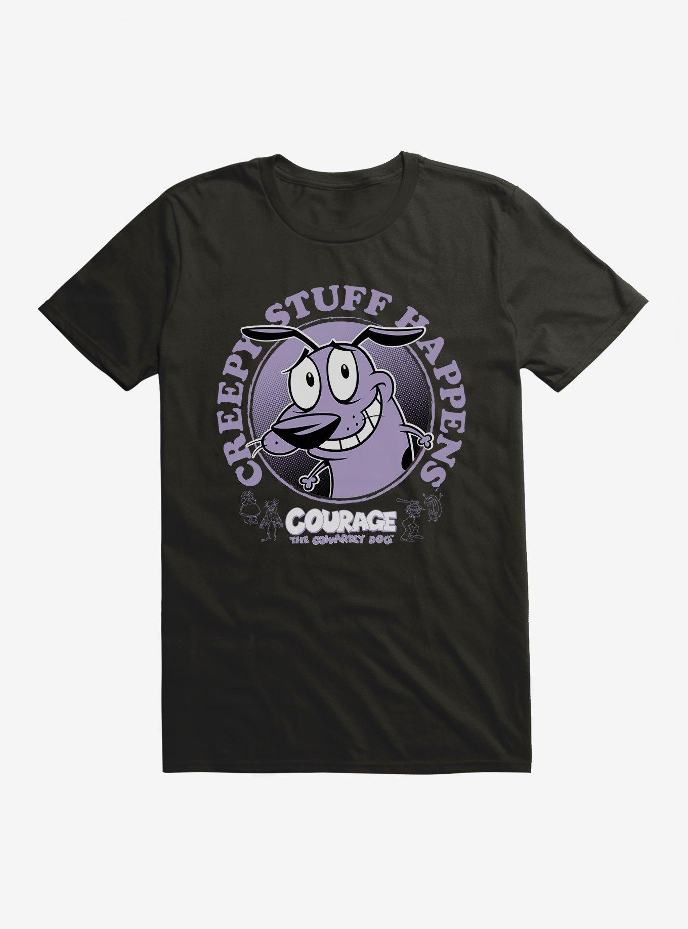 Cartoon Network Courage The Cowardly Dog Creepy Stuff Happens T-Shirt, BLACK, hi-res