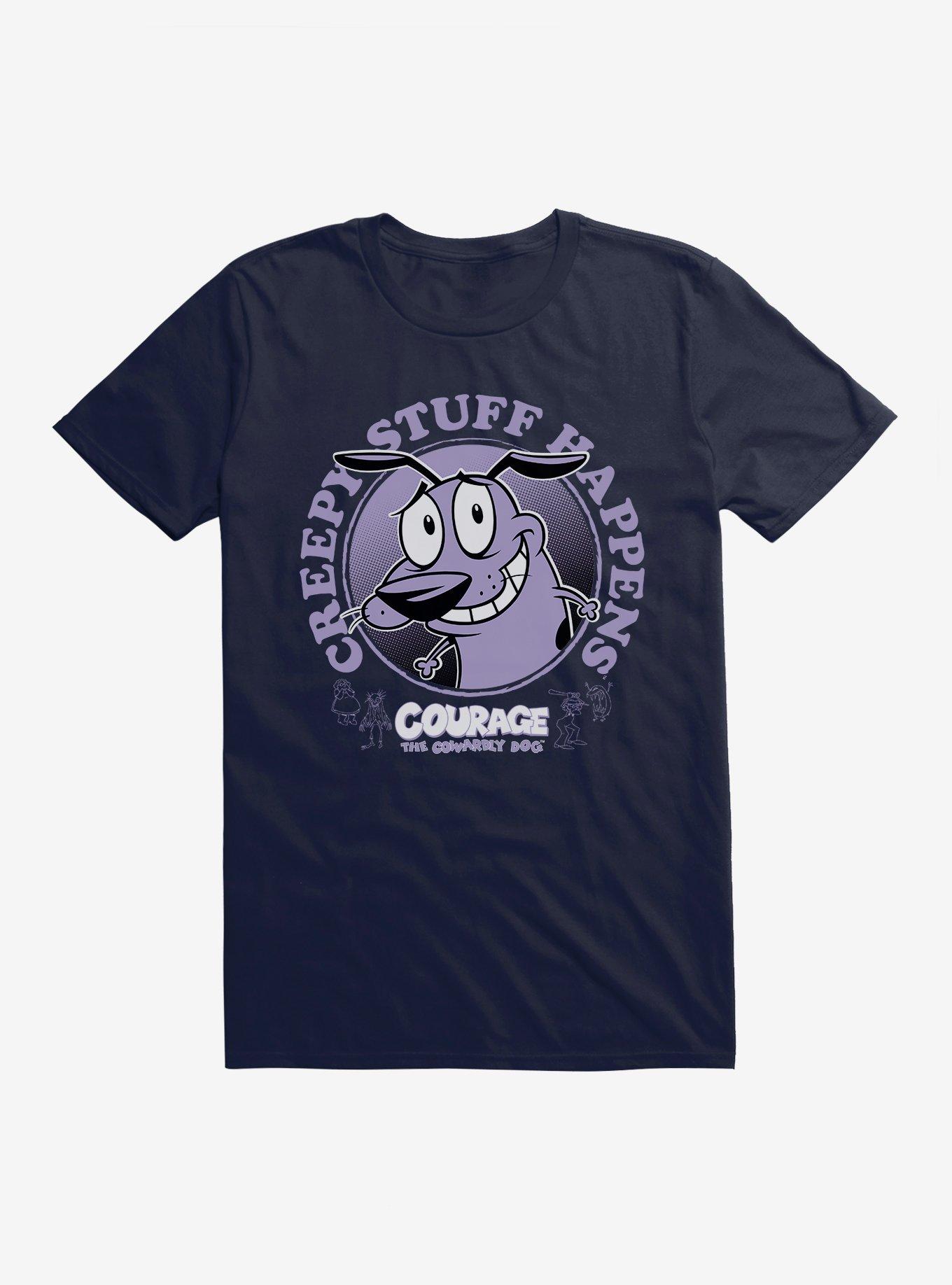 Cartoon Network Courage The Cowardly Dog Creepy Stuff Happens T-Shirt, NAVY, hi-res