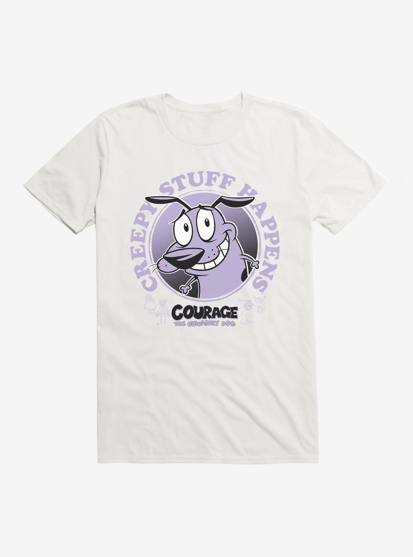 Cartoon Network Courage The Cowardly Dog Creepy Stuff Happens T-Shirt, WHITE, hi-res