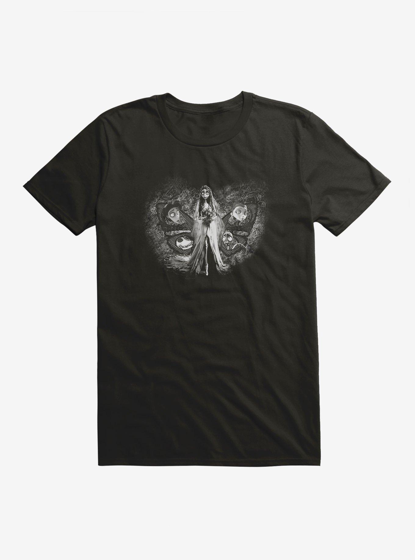 Corpse Bride Characters Butterfly T-Shirt, BLACK, hi-res