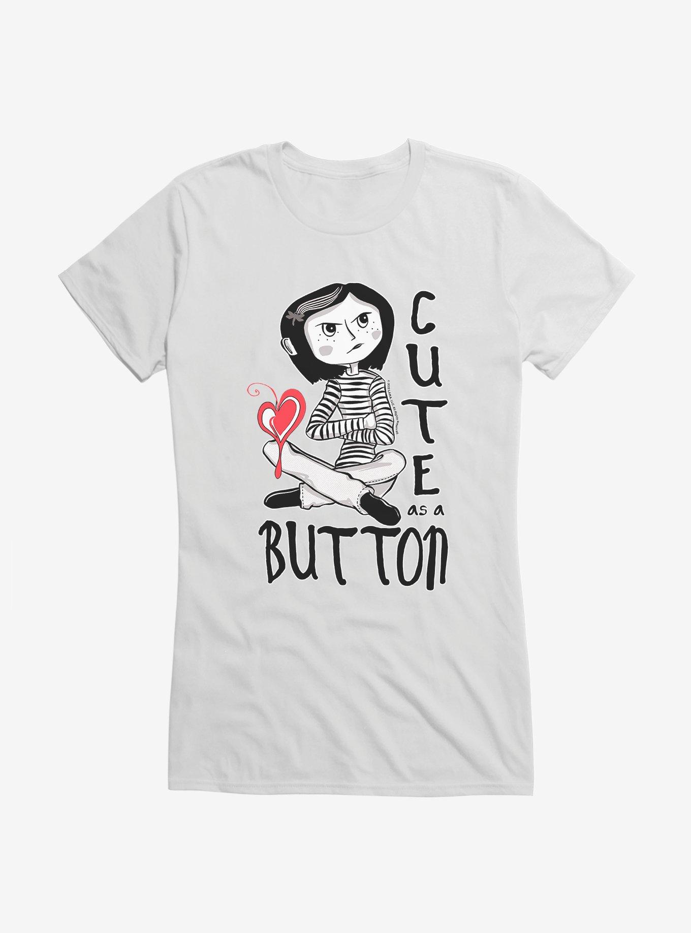 Coraline Cute As A Button Girls T-Shirt, WHITE, hi-res