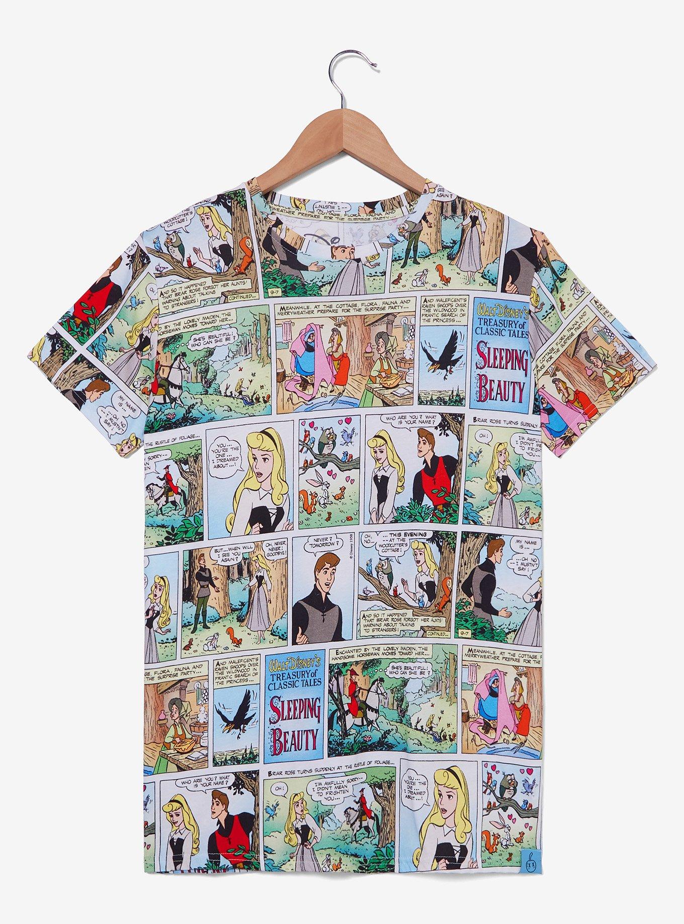 Cakeworthy Disney Sleeping Beauty Comic Book Allover Print T-Shirt, MULTI, hi-res