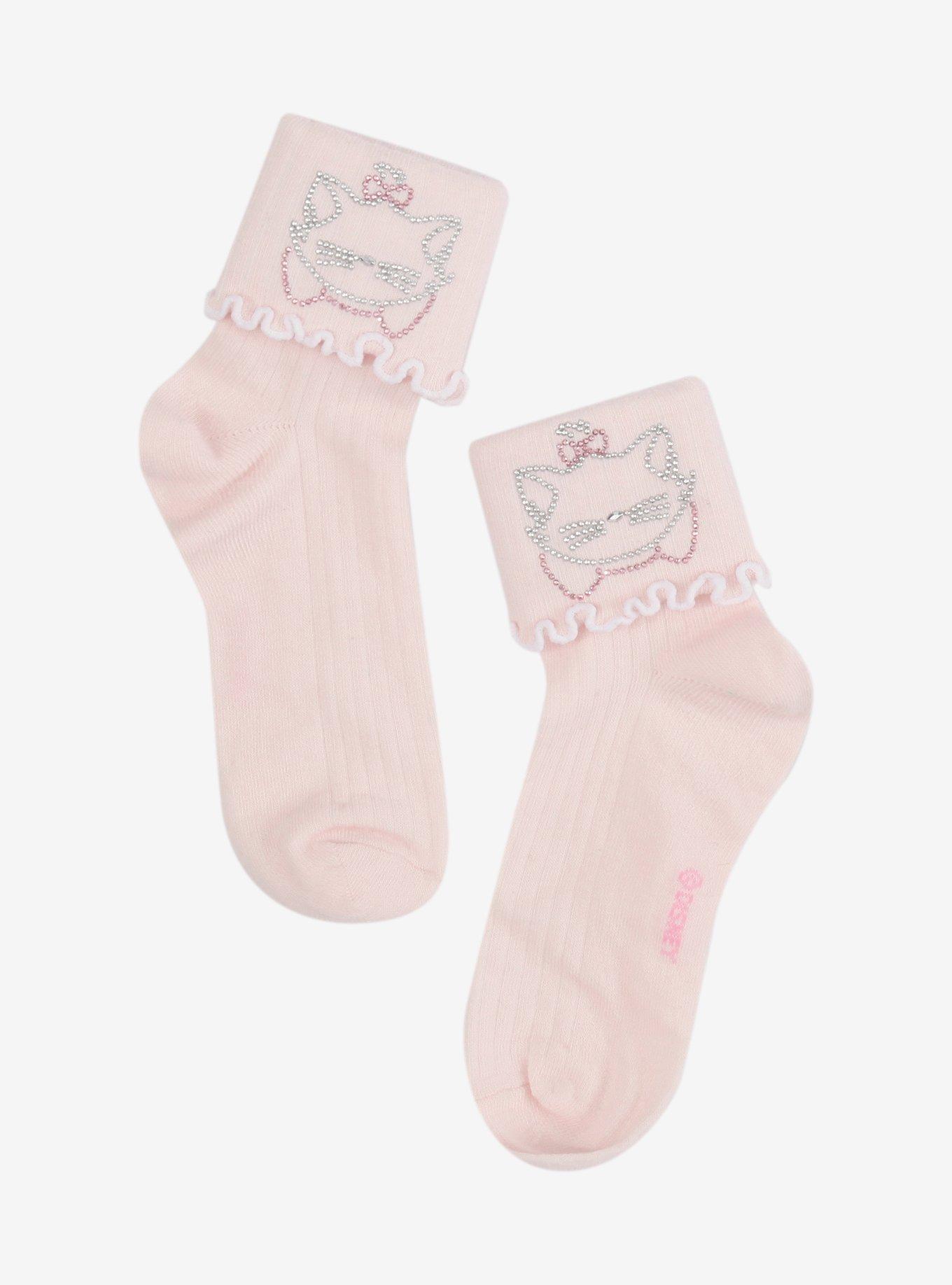 Disney The Aristocats Marie Rhinestone Ankle Socks, , hi-res