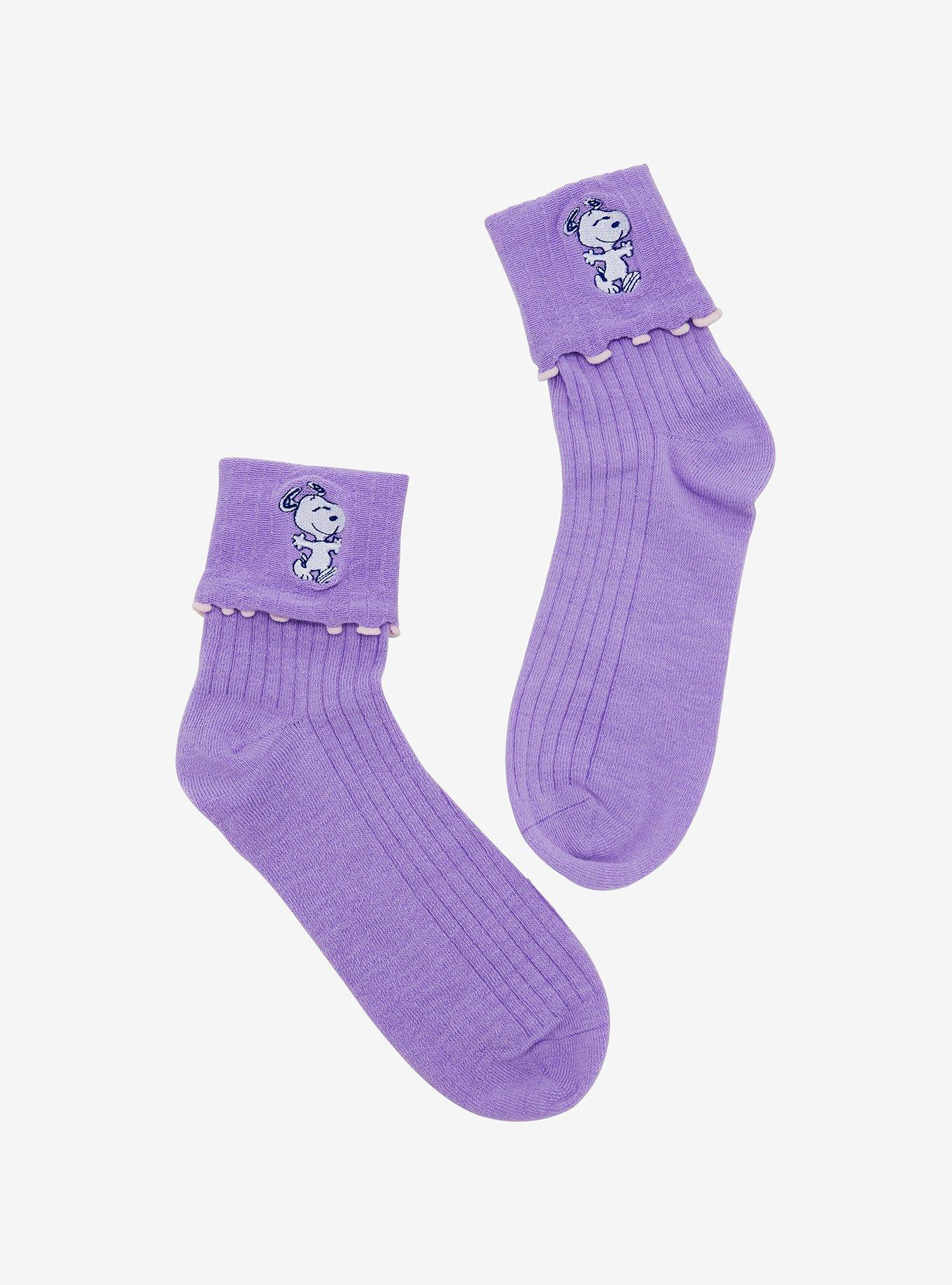 Peanuts Snoopy Lavender Folded Ankle Socks, , hi-res