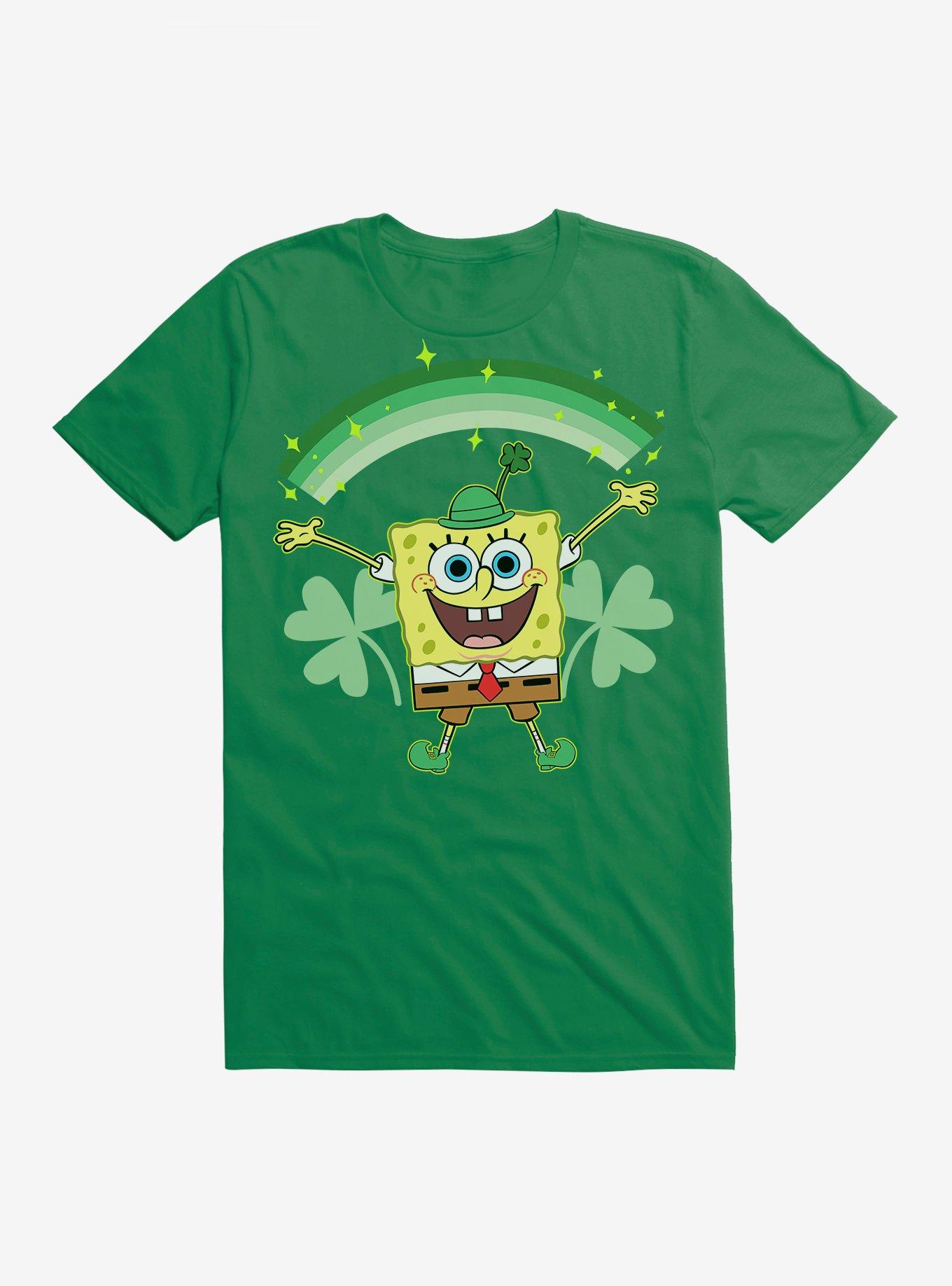 SpongeBob SquarePants St. Patrick's Day Shamrocks Black T-Shirt