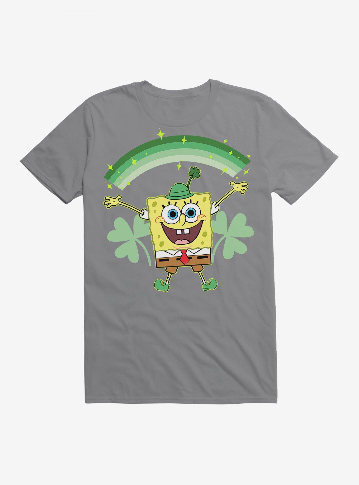 SpongeBob SquarePants St. Patrick's Day Shamrocks Black T-Shirt, , hi-res