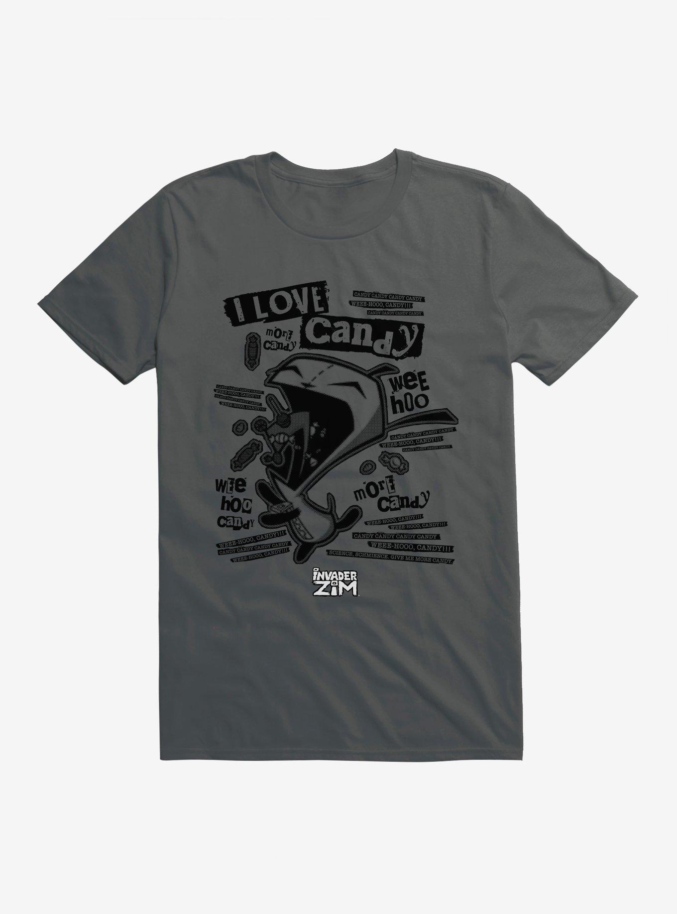 Invader Zim I Love Candy T-Shirt, CHARCOAL, hi-res