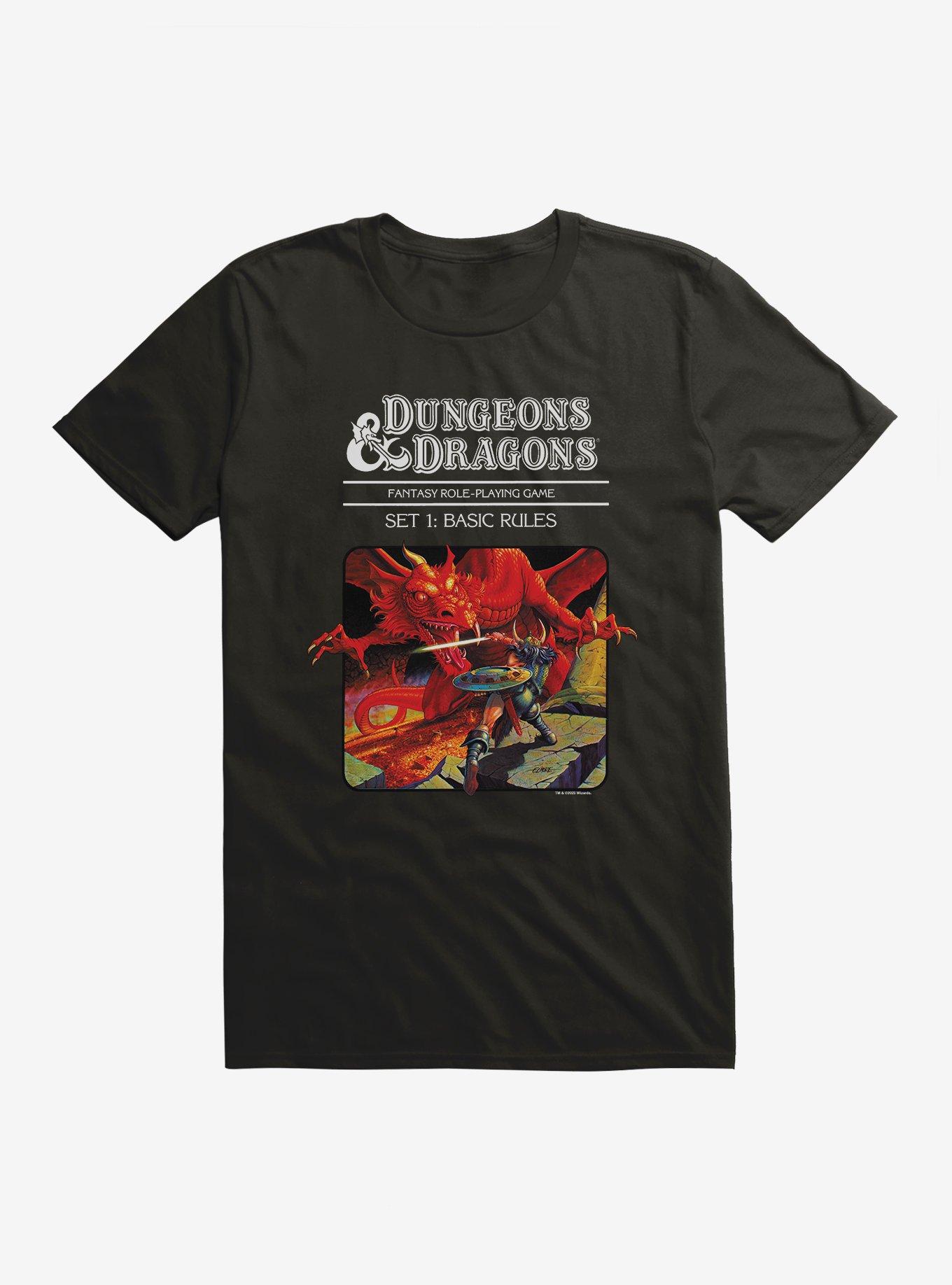 Dungeons & Dragons Vintage Dragon and the Knight T-Shirt, BLACK, hi-res