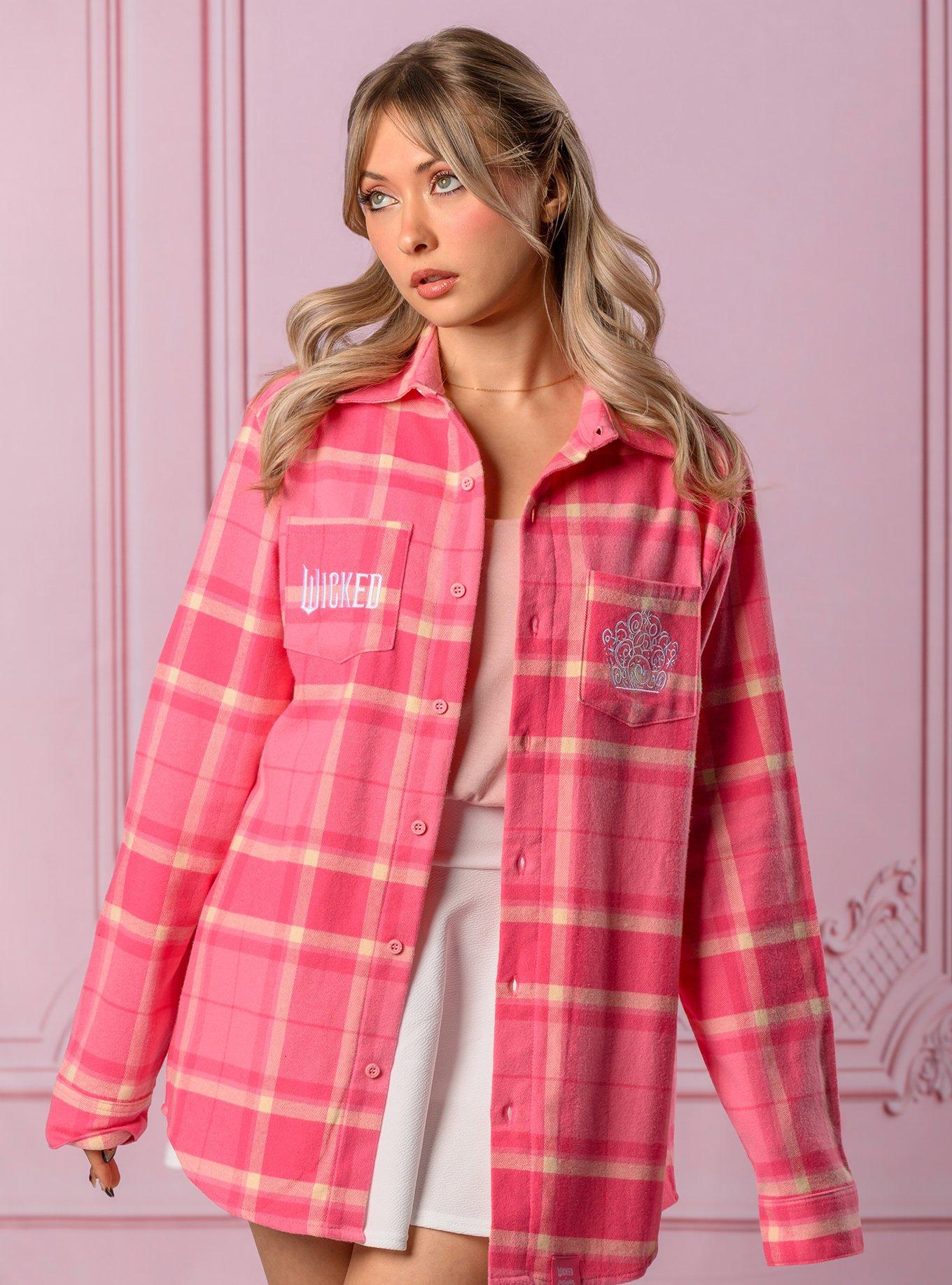 Cakeworthy Wicked Glinda Embroidered Flannel, PINK, hi-res