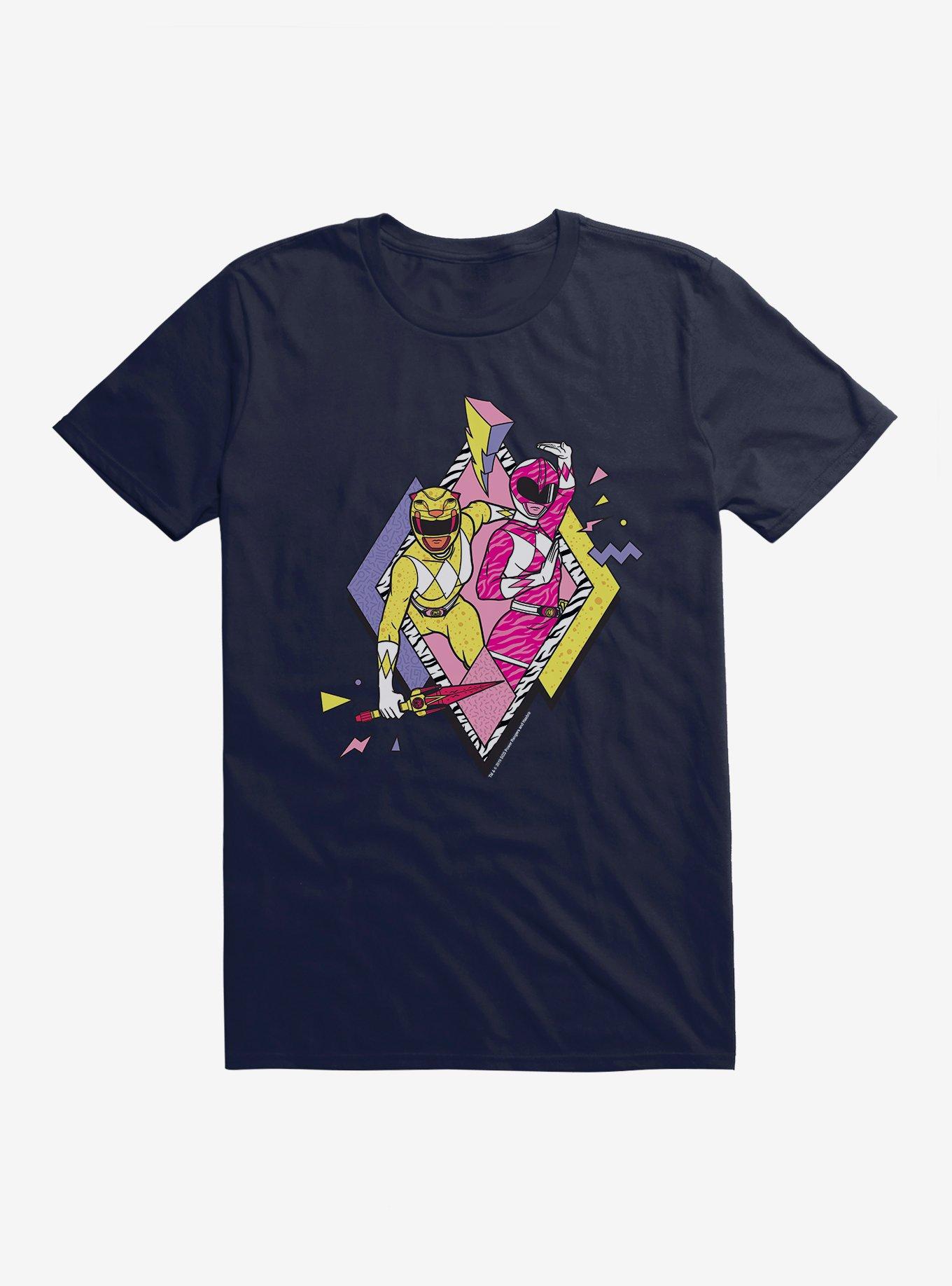 Mighty Morphin Power Rangers Pink Yellow Rangers Defense T-Shrt, NAVY, hi-res